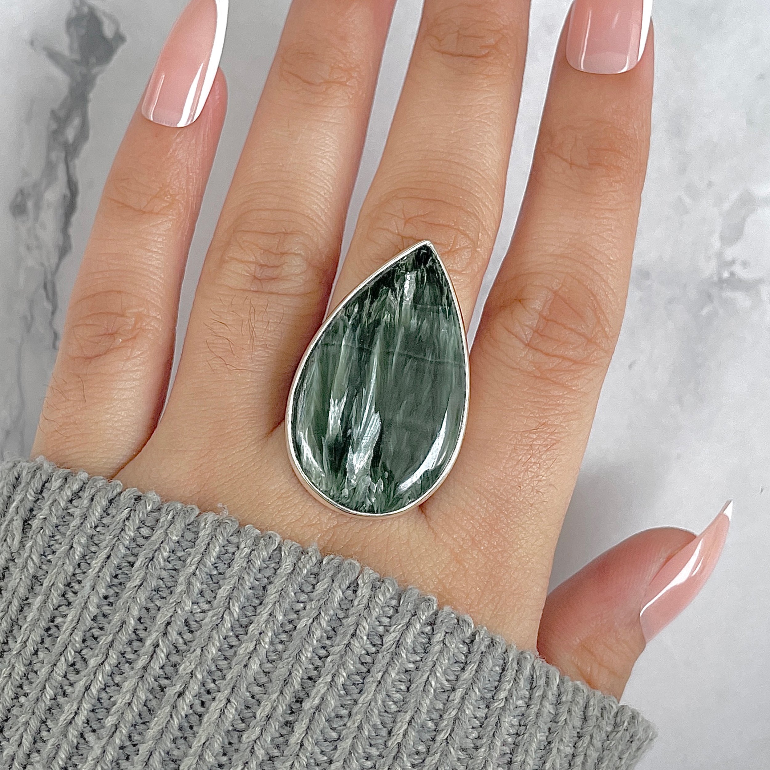 Seraphinite Adjustable Ring-(SER-R-66.)