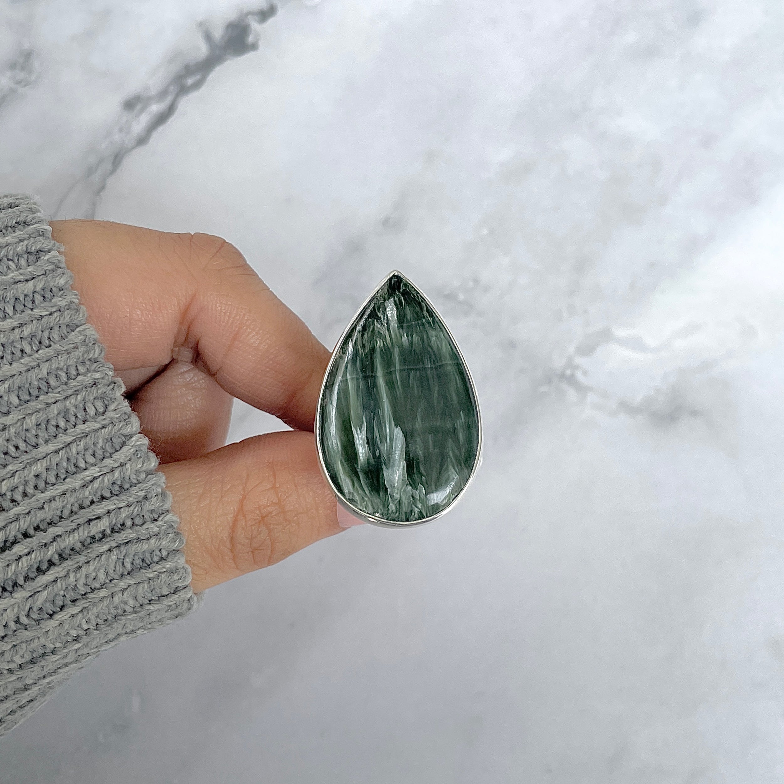 Seraphinite Adjustable Ring-(SER-R-66.)