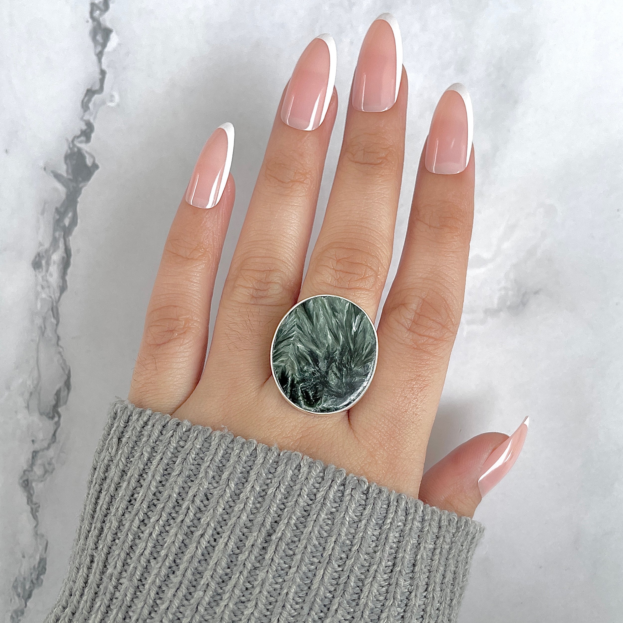 Seraphinite Adjustable Ring-(SER-R-67.)
