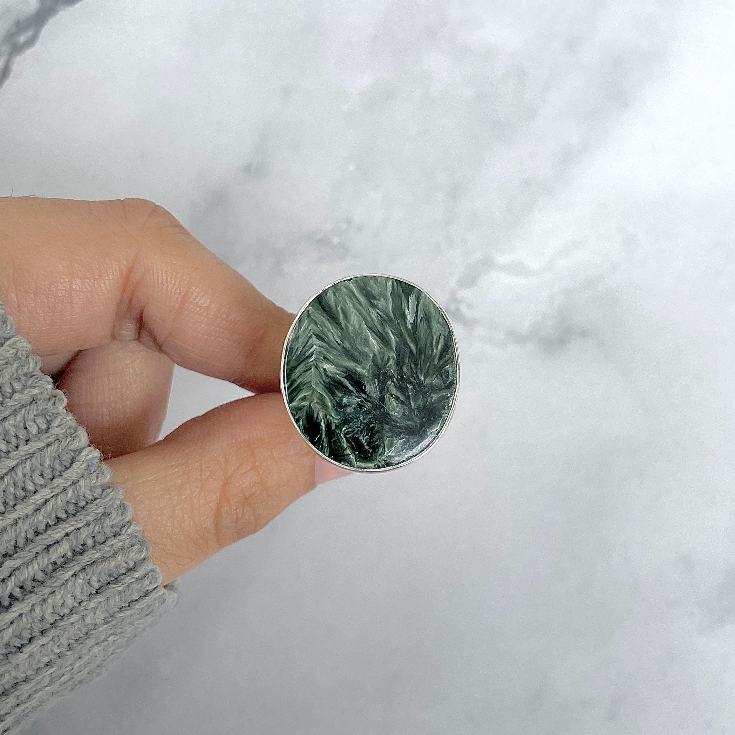 Seraphinite Adjustable Ring-(SER-R-67.)