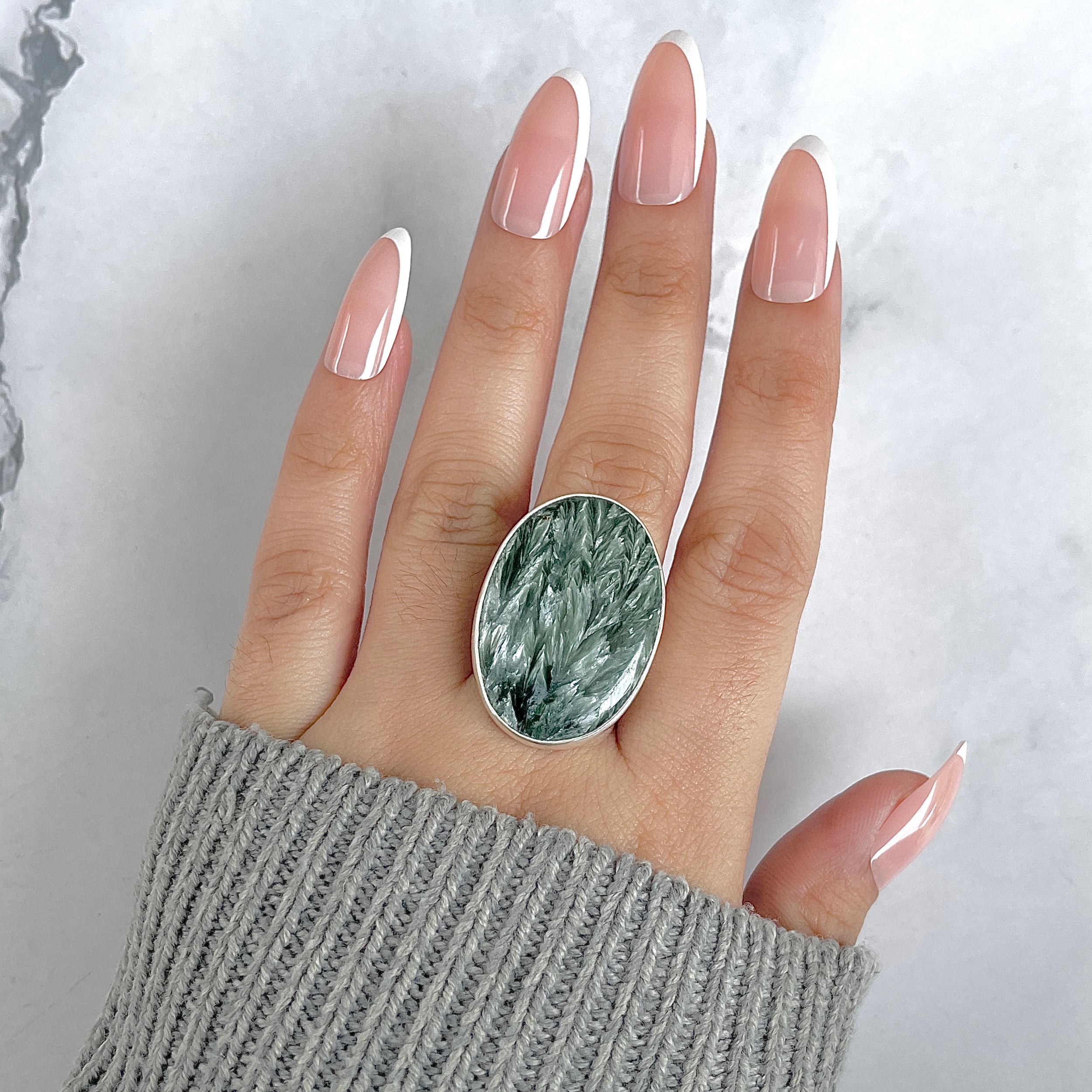 Seraphinite Adjustable Ring-(SER-R-68.)