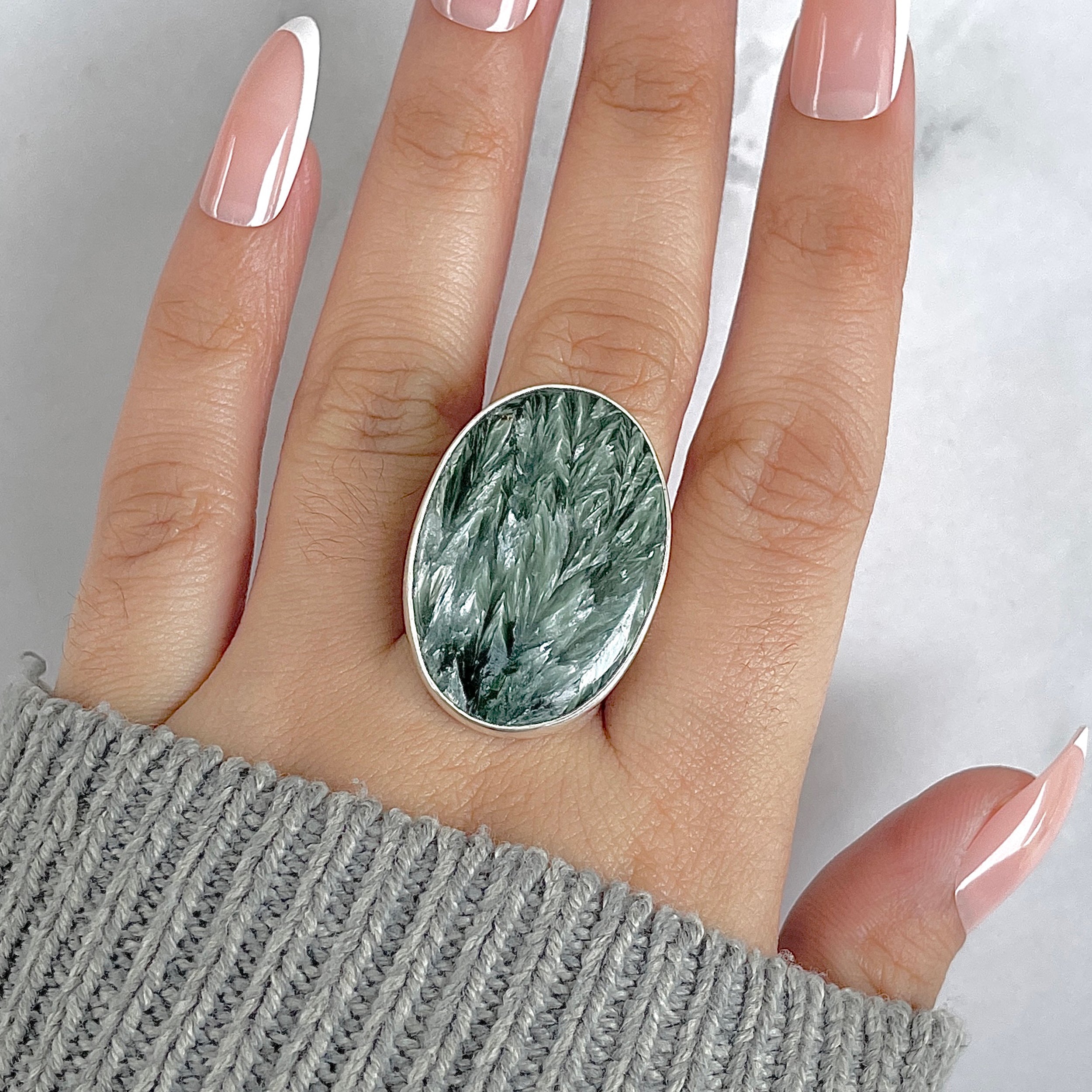 Seraphinite Adjustable Ring-(SER-R-68.)