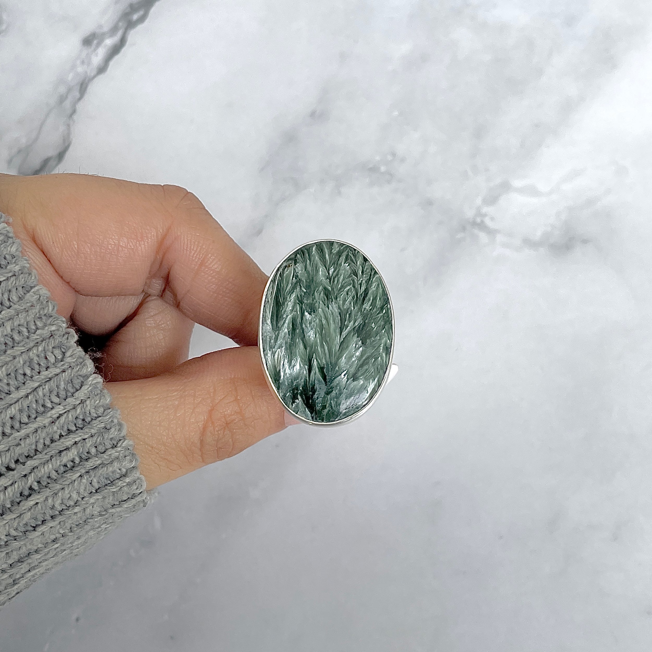 Seraphinite Adjustable Ring-(SER-R-68.)