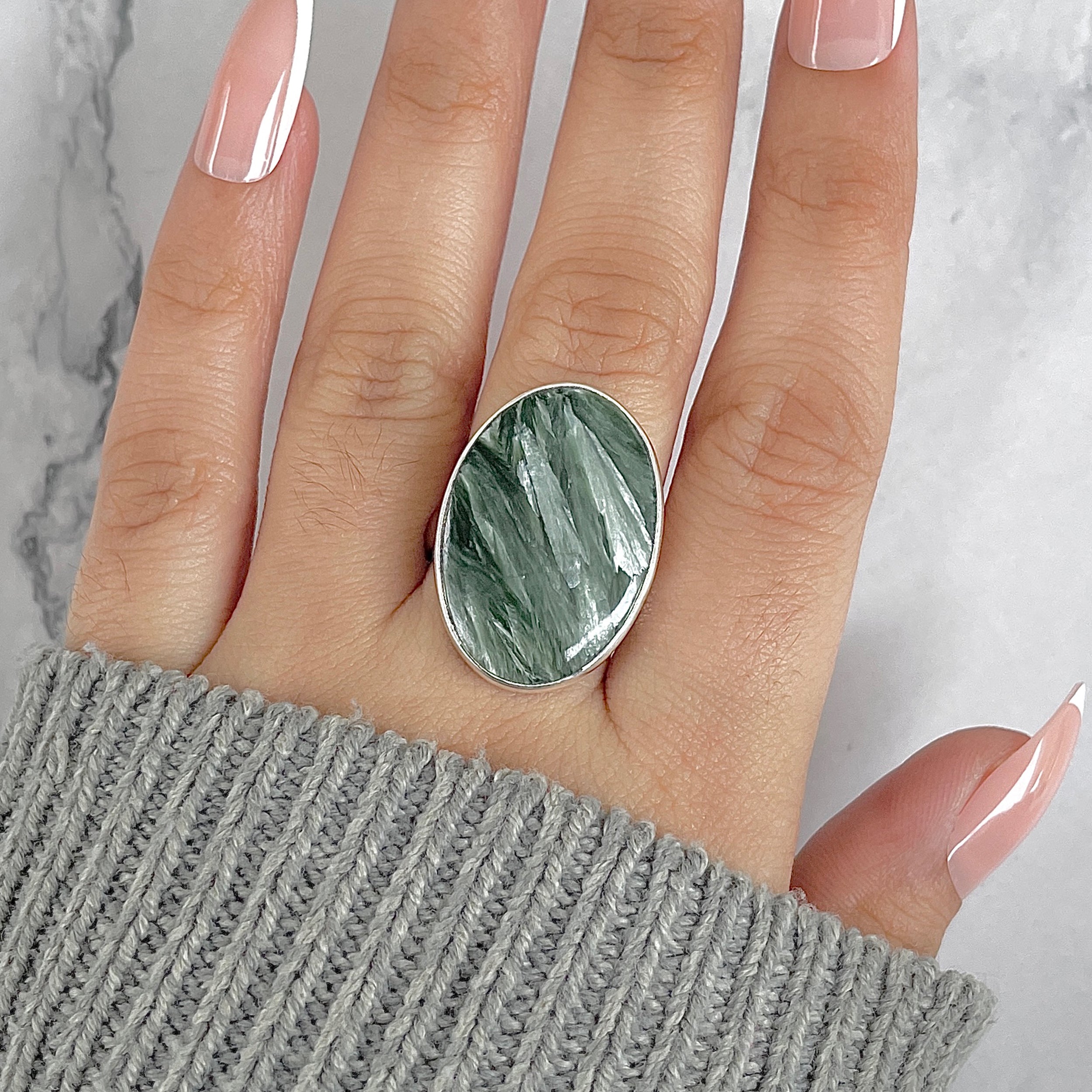 Seraphinite Adjustable Ring-(SER-R-69.)