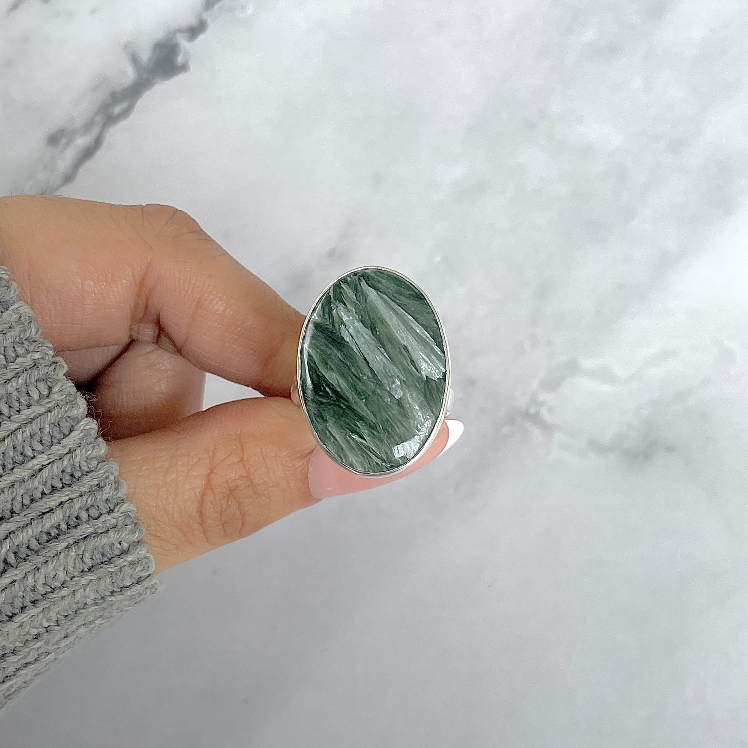 Seraphinite Adjustable Ring-(SER-R-69.)