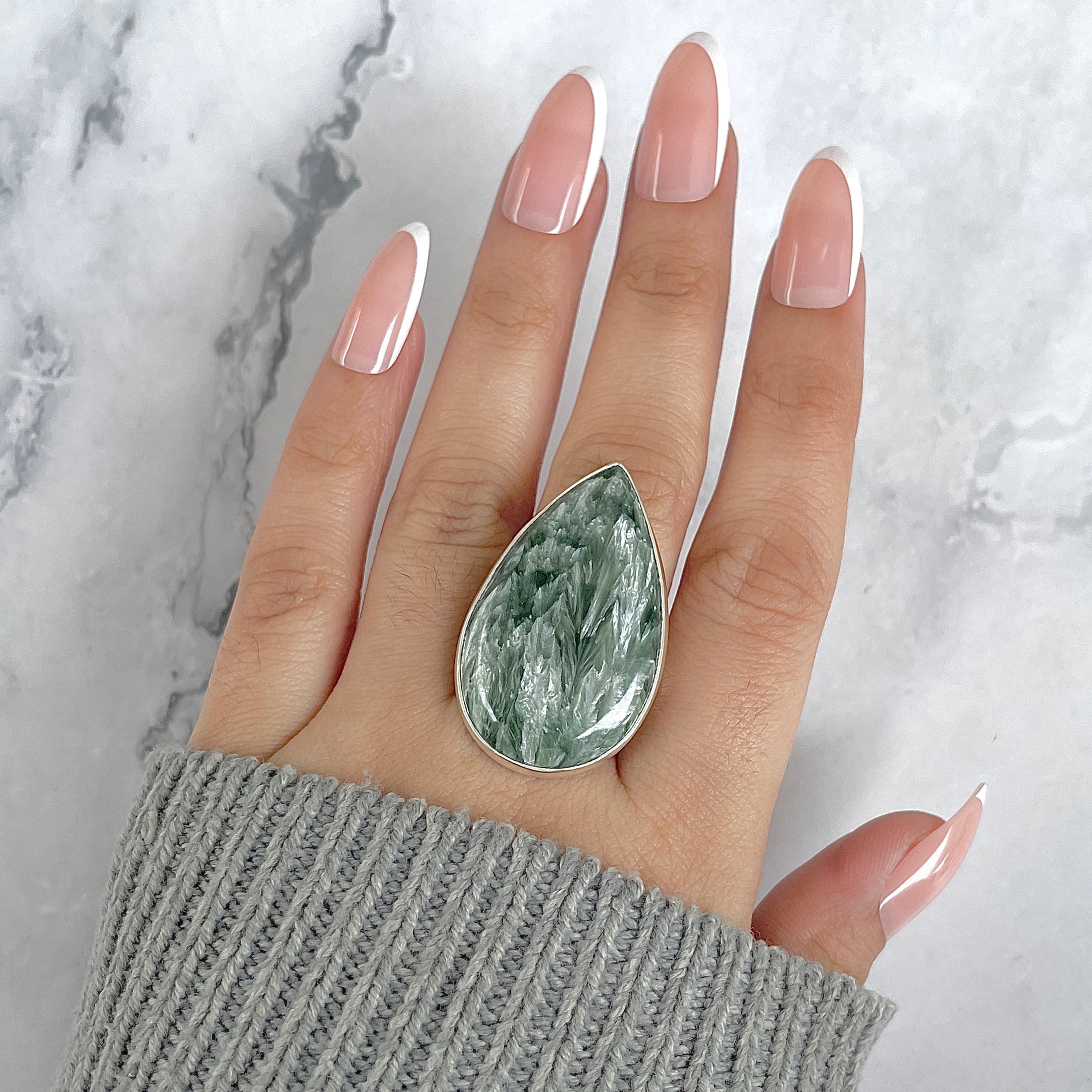 Seraphinite Adjustable Ring-(SER-R-70.)