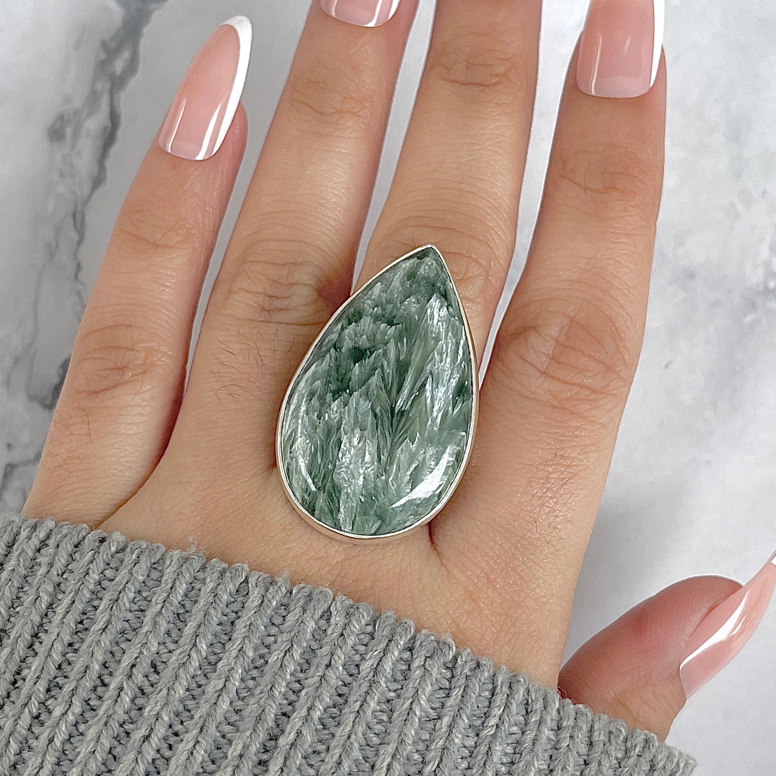 Seraphinite Adjustable Ring-(SER-R-70.)