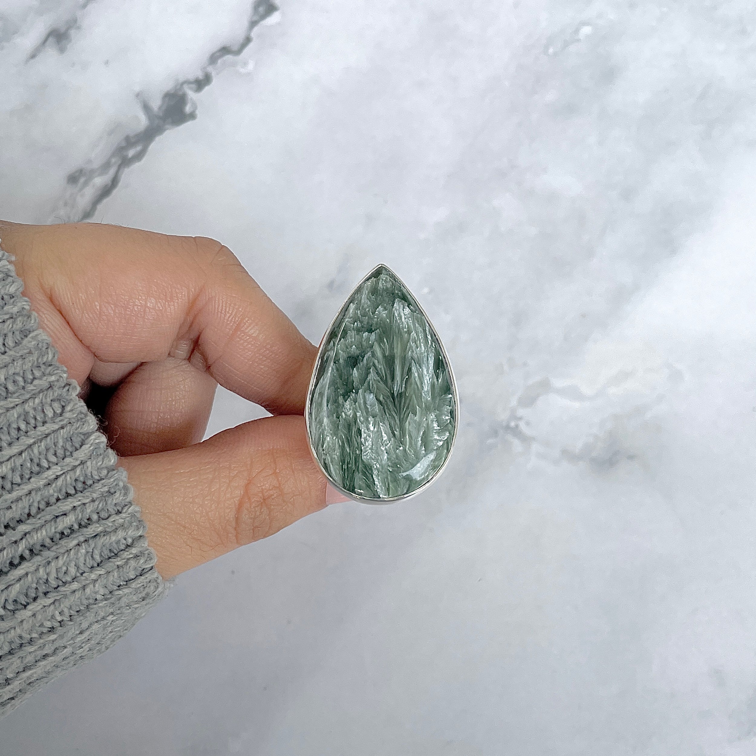 Seraphinite Adjustable Ring-(SER-R-70.)