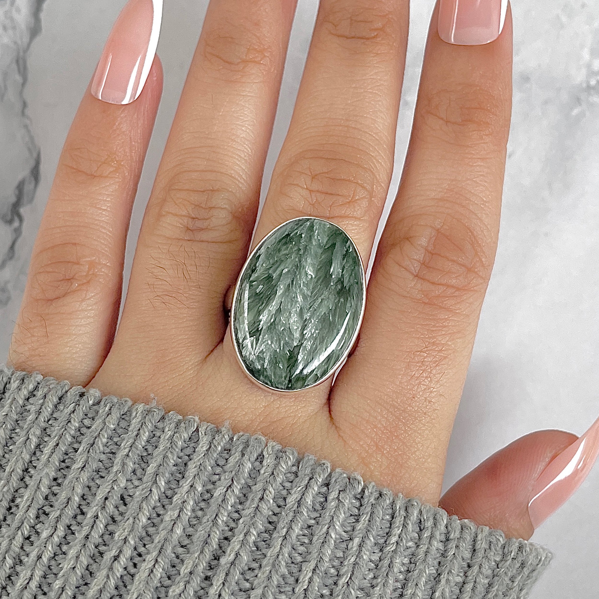 Seraphinite Adjustable Ring-(SER-R-71.)