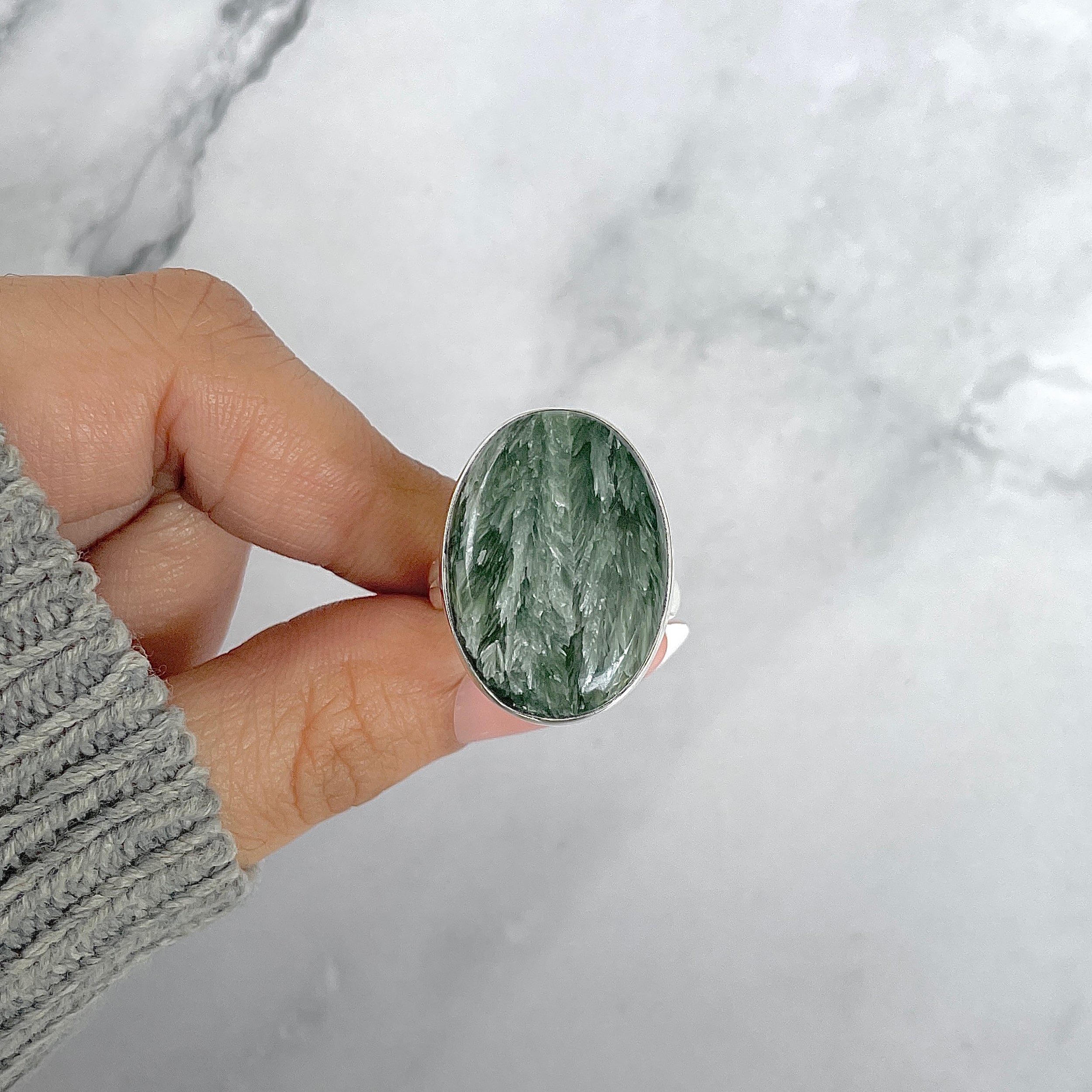 Seraphinite Adjustable Ring-(SER-R-71.)