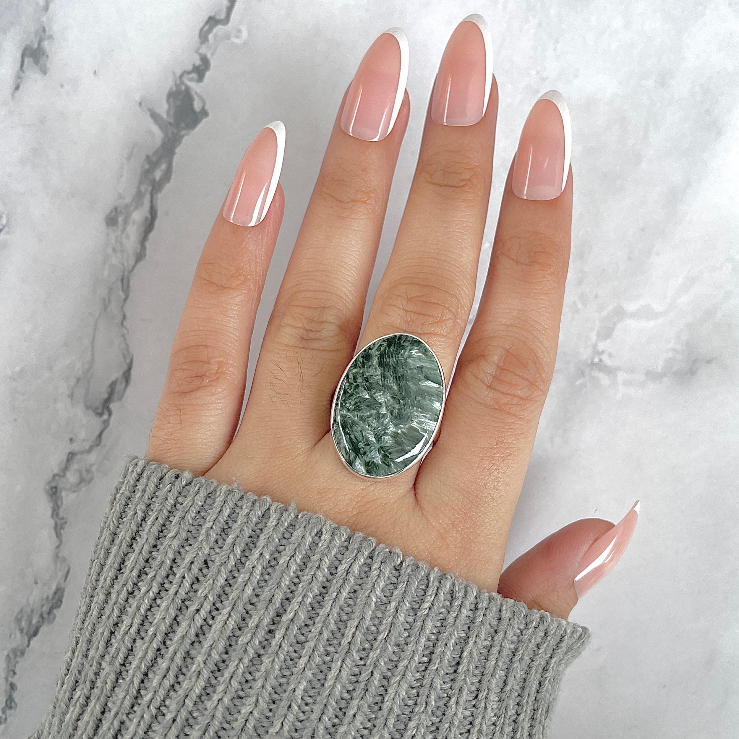 Seraphinite Adjustable Ring-(SER-R-72.)
