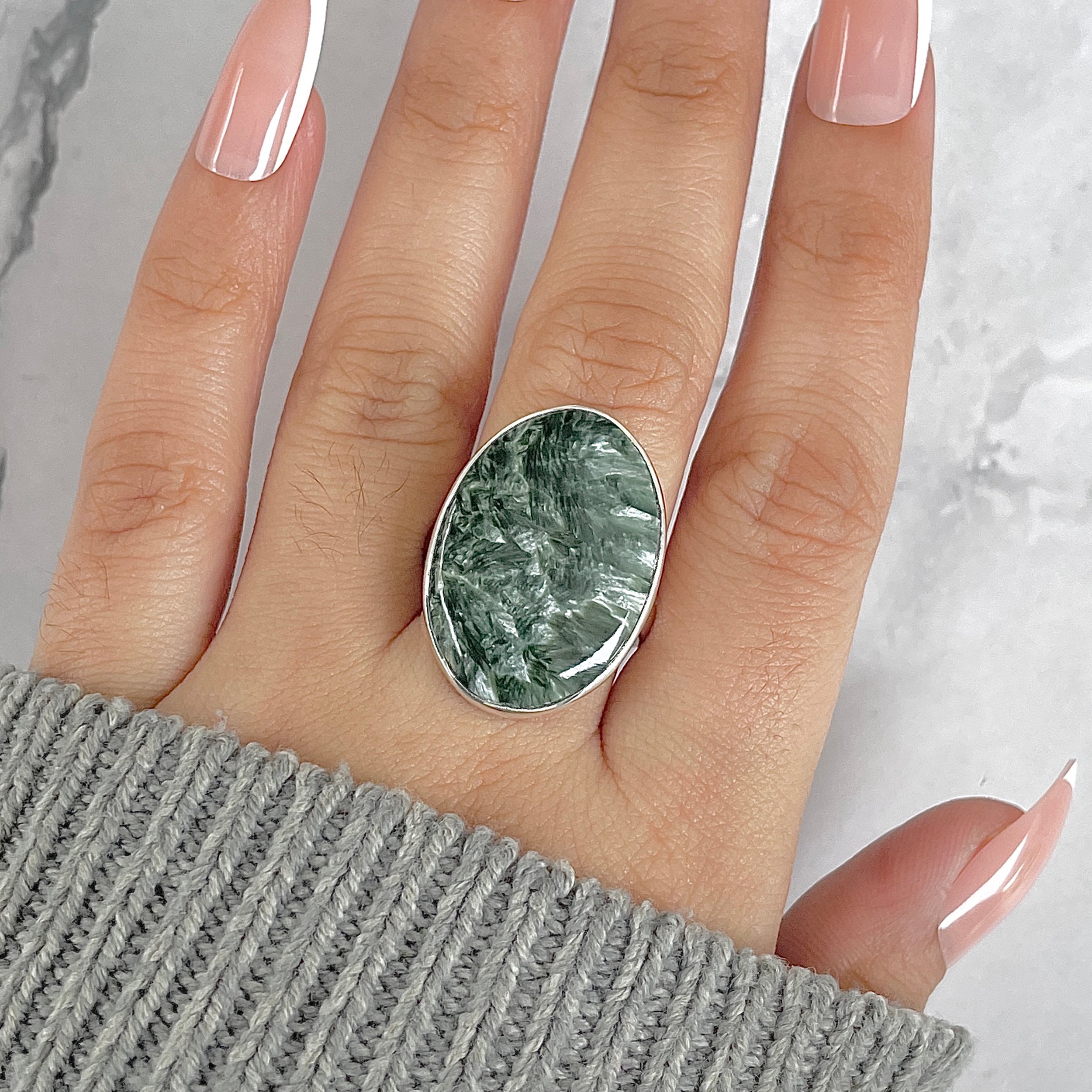 Seraphinite Adjustable Ring-(SER-R-72.)