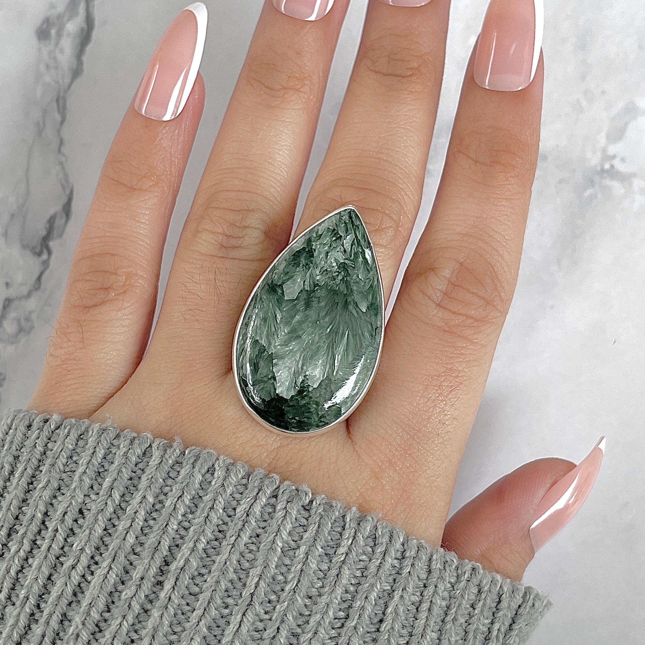 Seraphinite Adjustable Ring-(SER-R-73.)