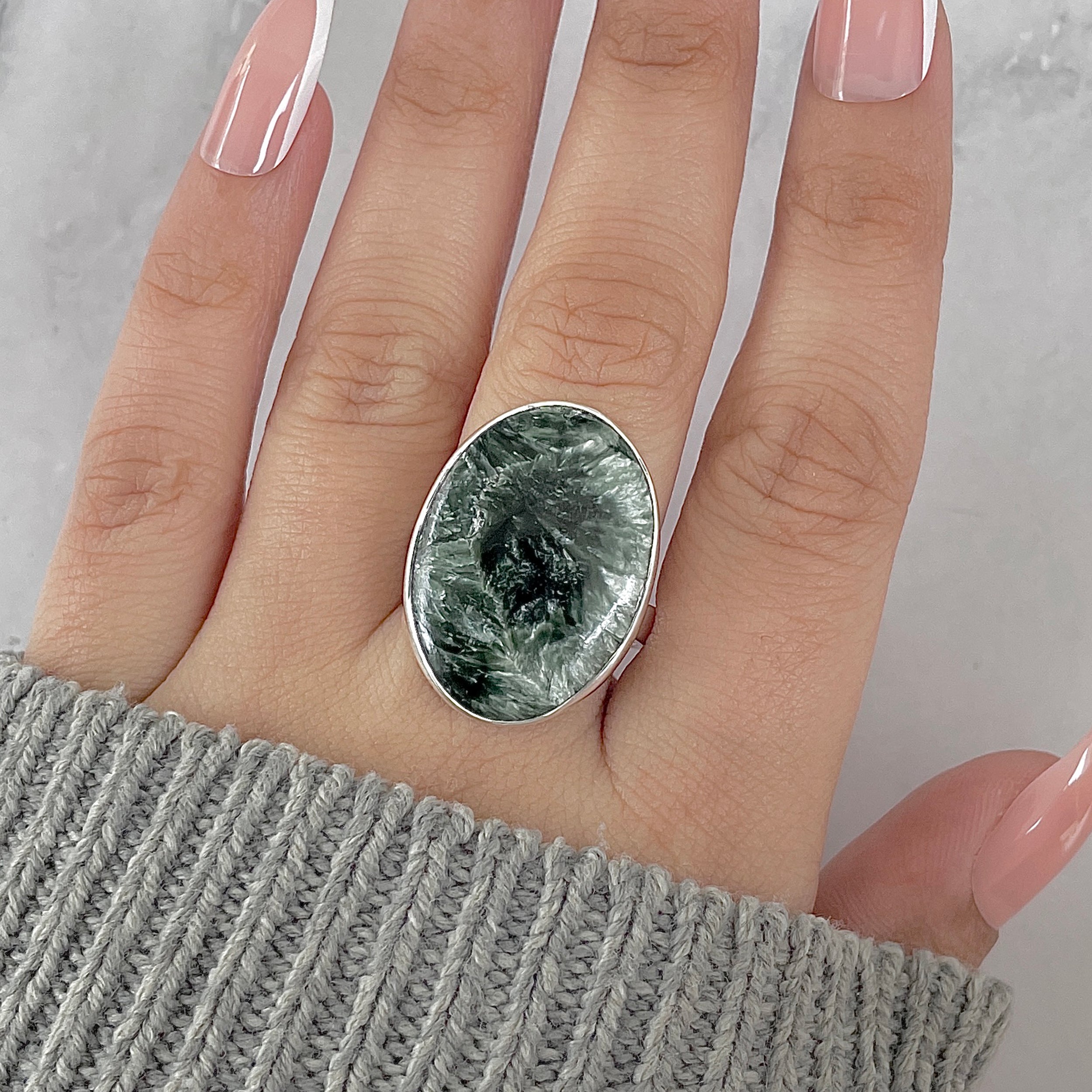 Seraphinite Adjustable Ring-(SER-R-74.)