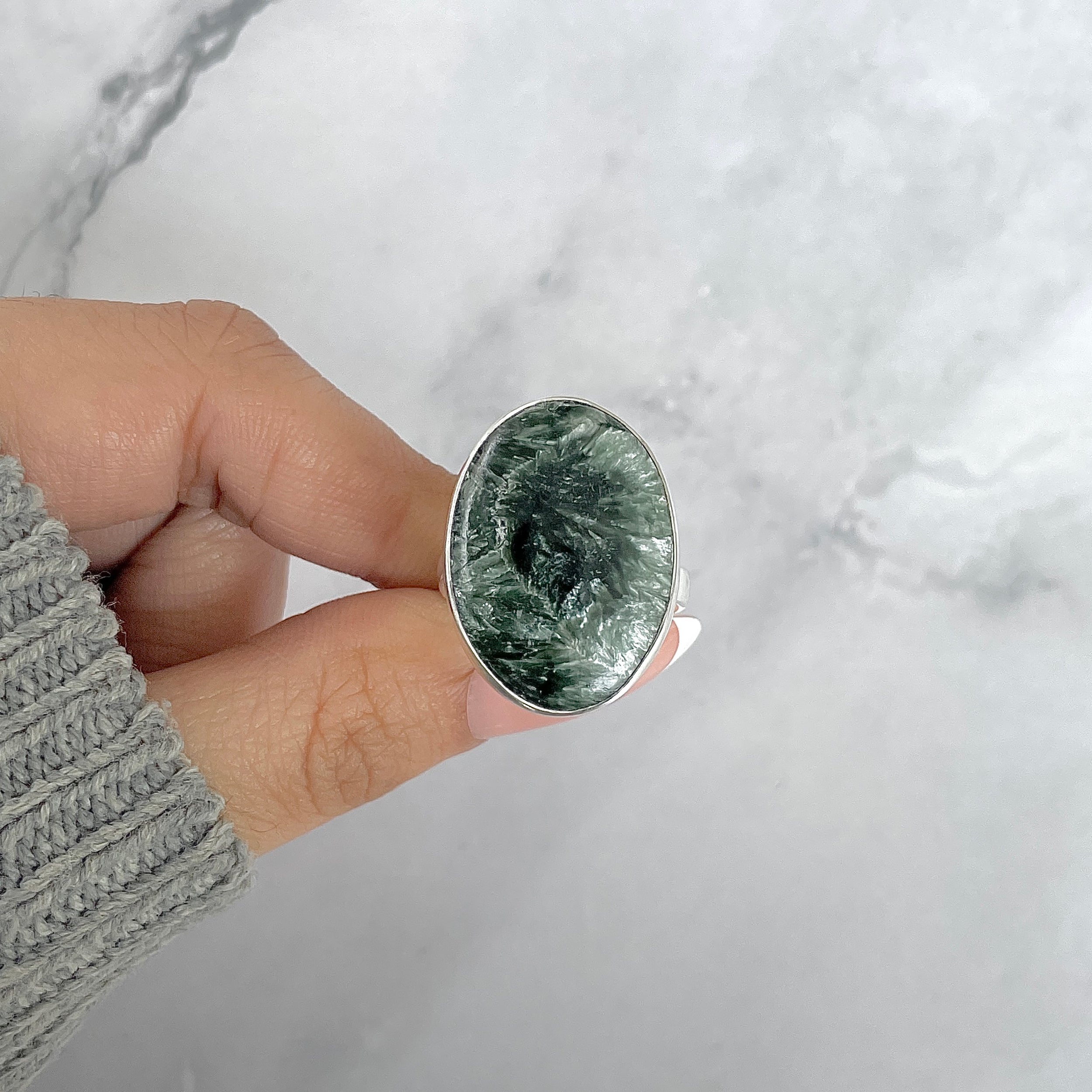 Seraphinite Adjustable Ring-(SER-R-74.)