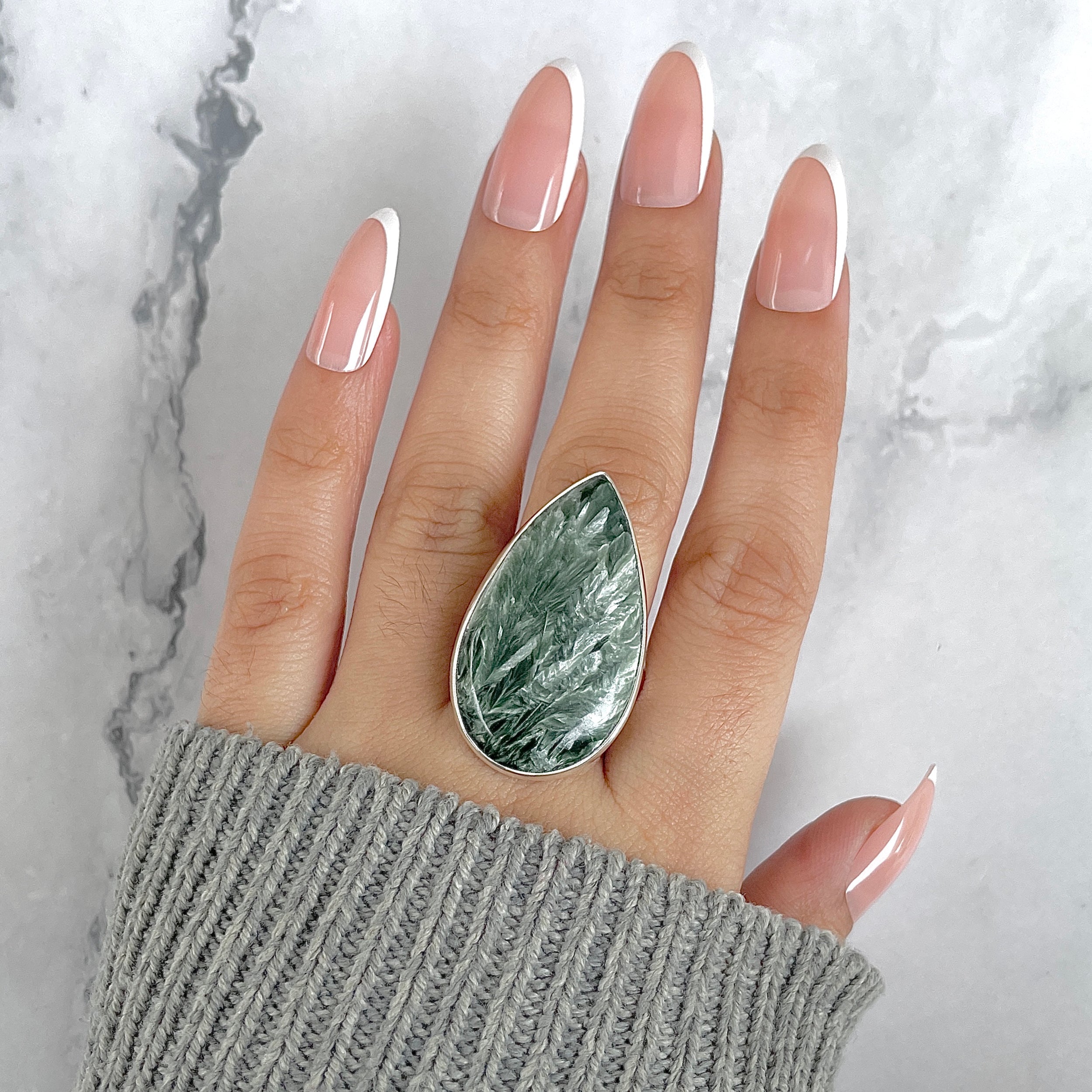 Seraphinite Adjustable Ring-(SER-R-75.)