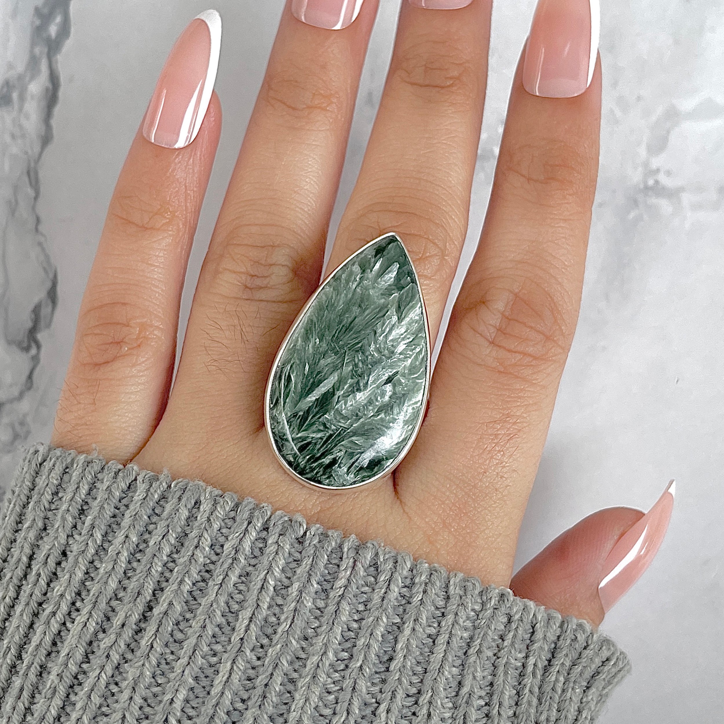 Seraphinite Adjustable Ring-(SER-R-75.)