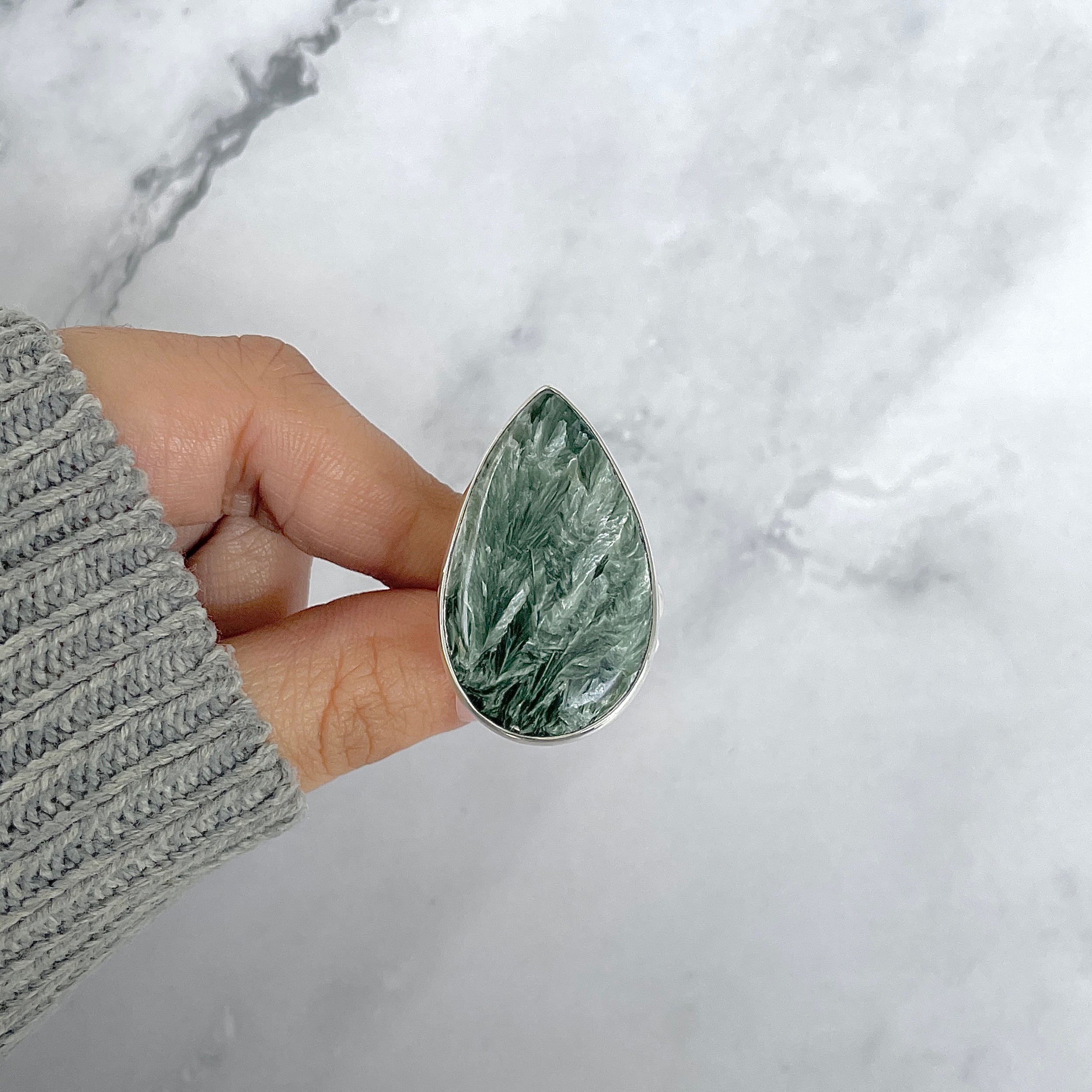 Seraphinite Adjustable Ring-(SER-R-75.)