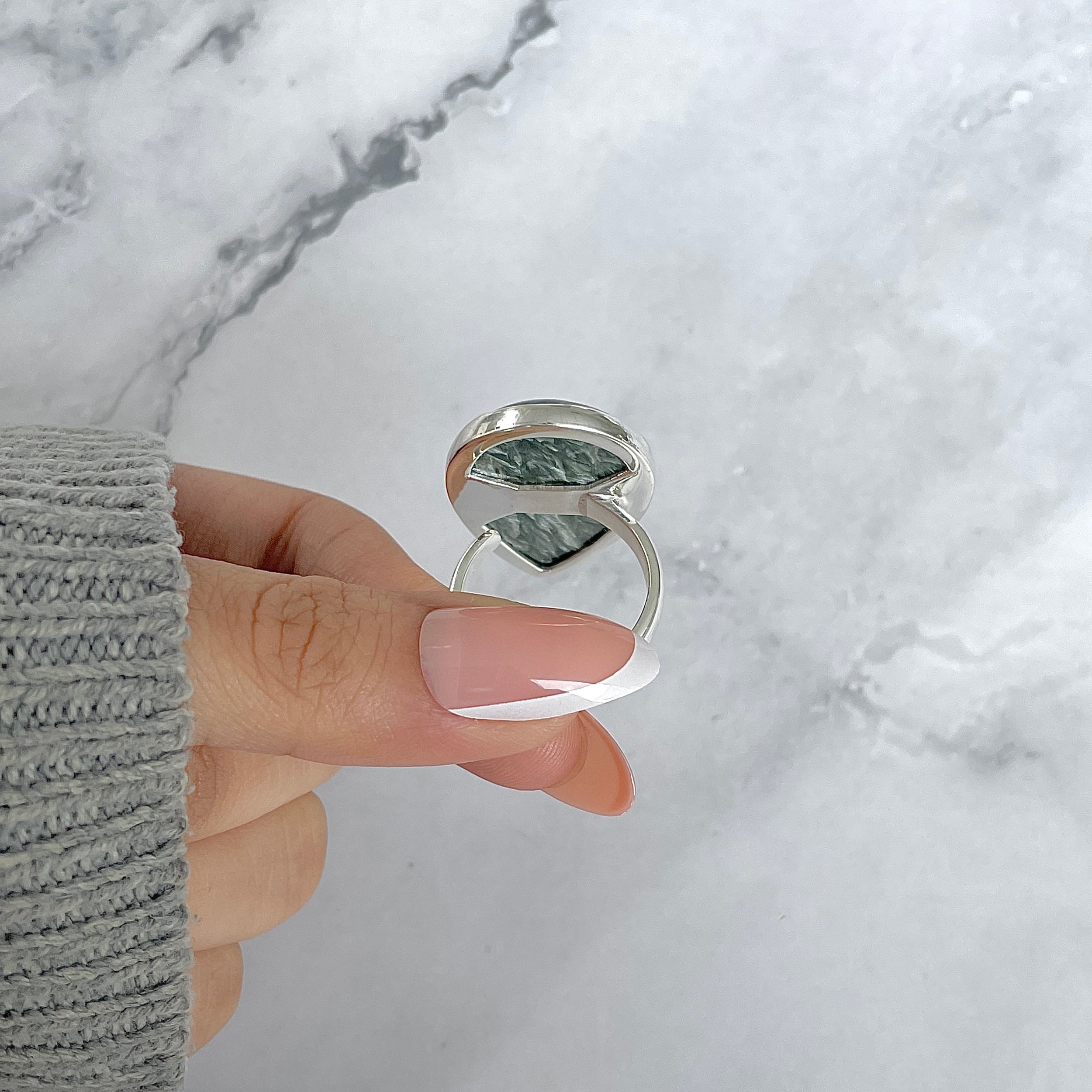 Seraphinite Adjustable Ring-(SER-R-75.)