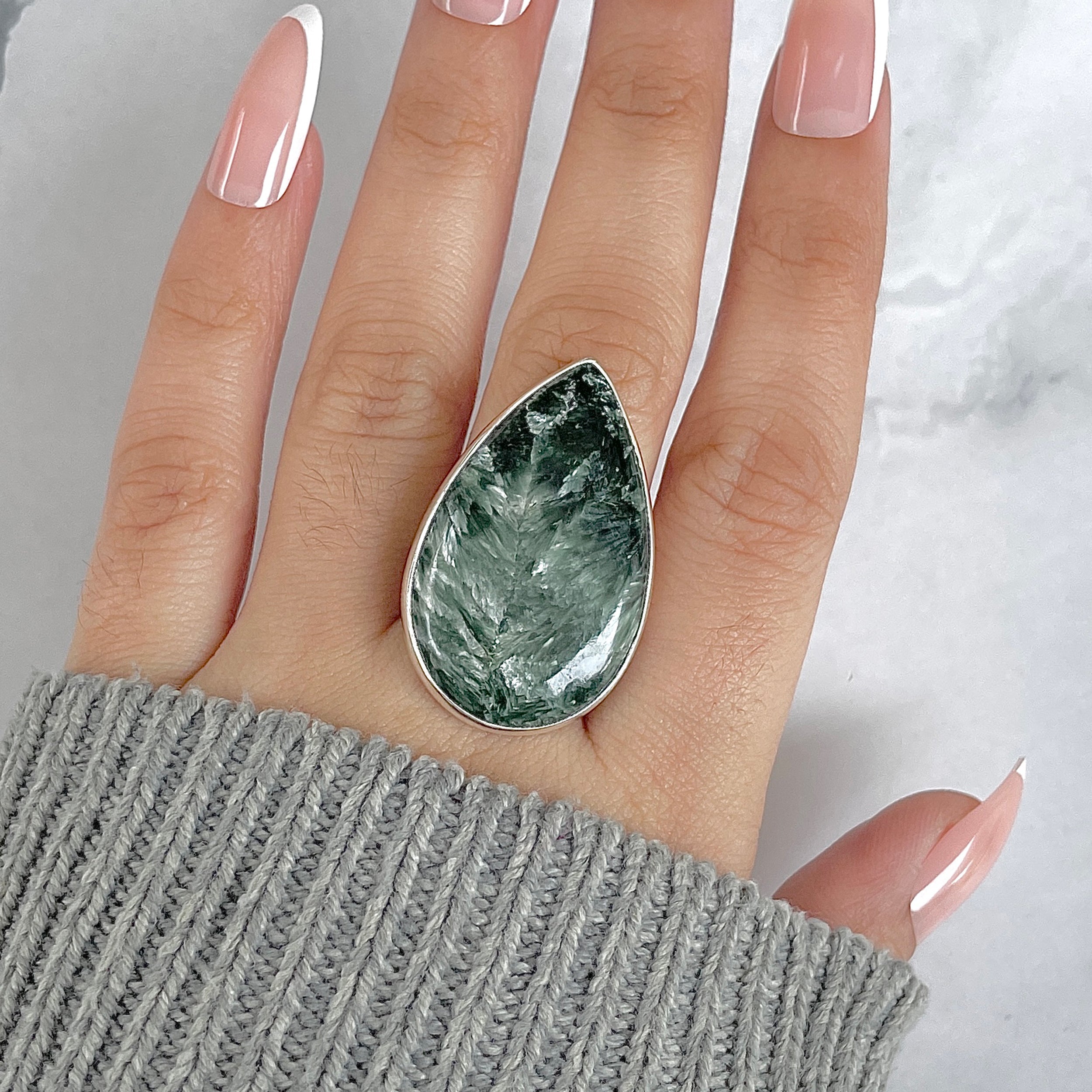 Seraphinite Adjustable Ring-(SER-R-76.)