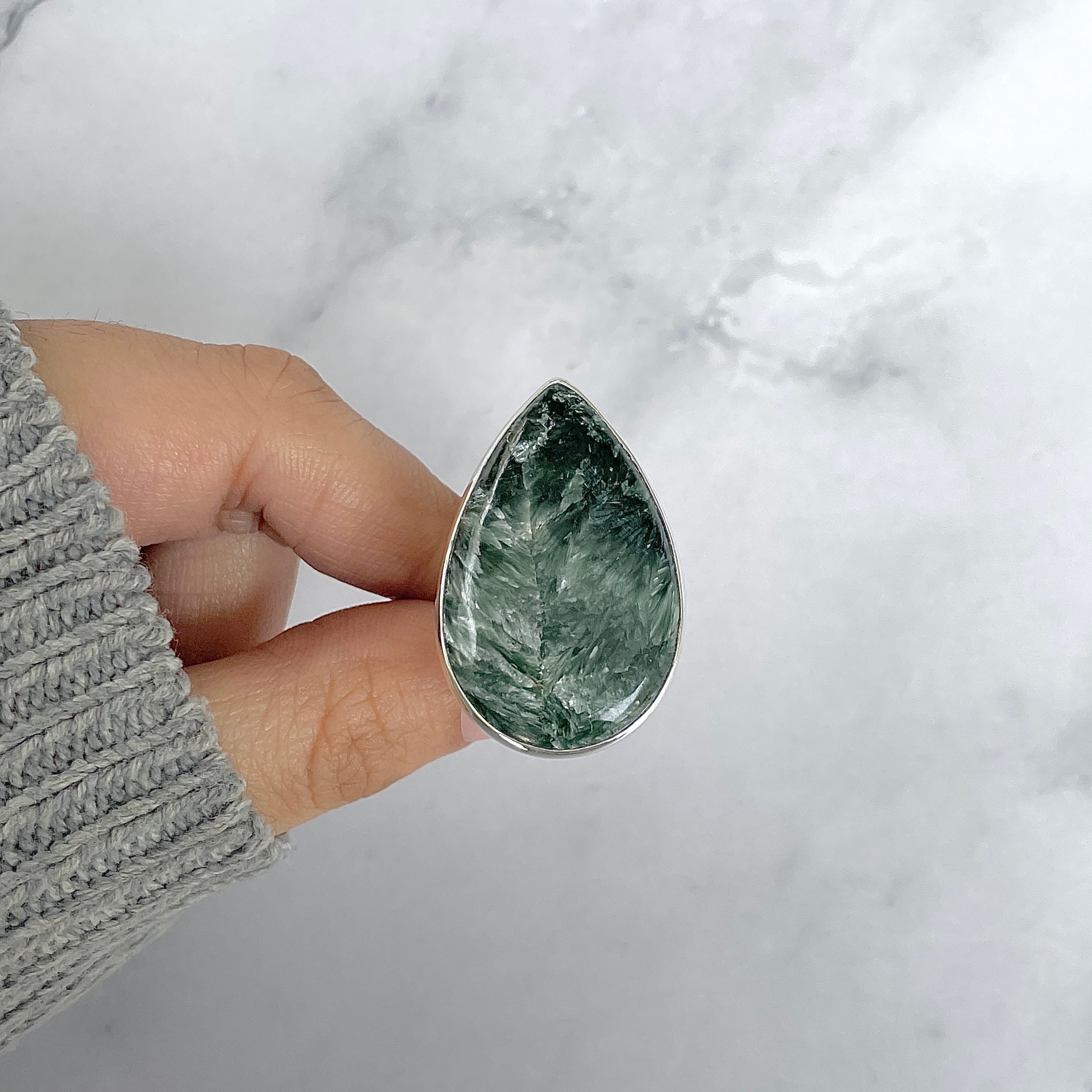 Seraphinite Adjustable Ring-(SER-R-76.)