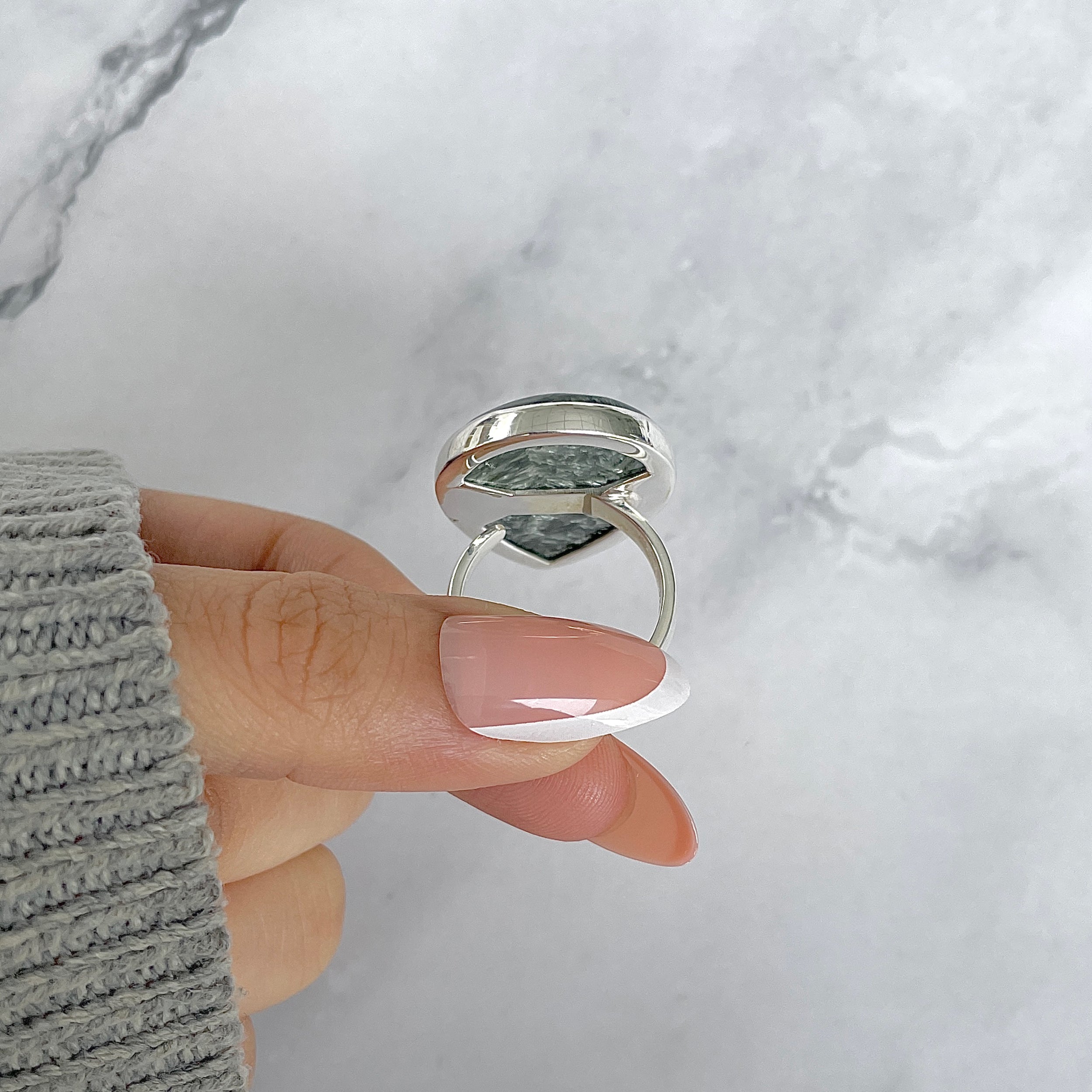 Seraphinite Adjustable Ring-(SER-R-76.)