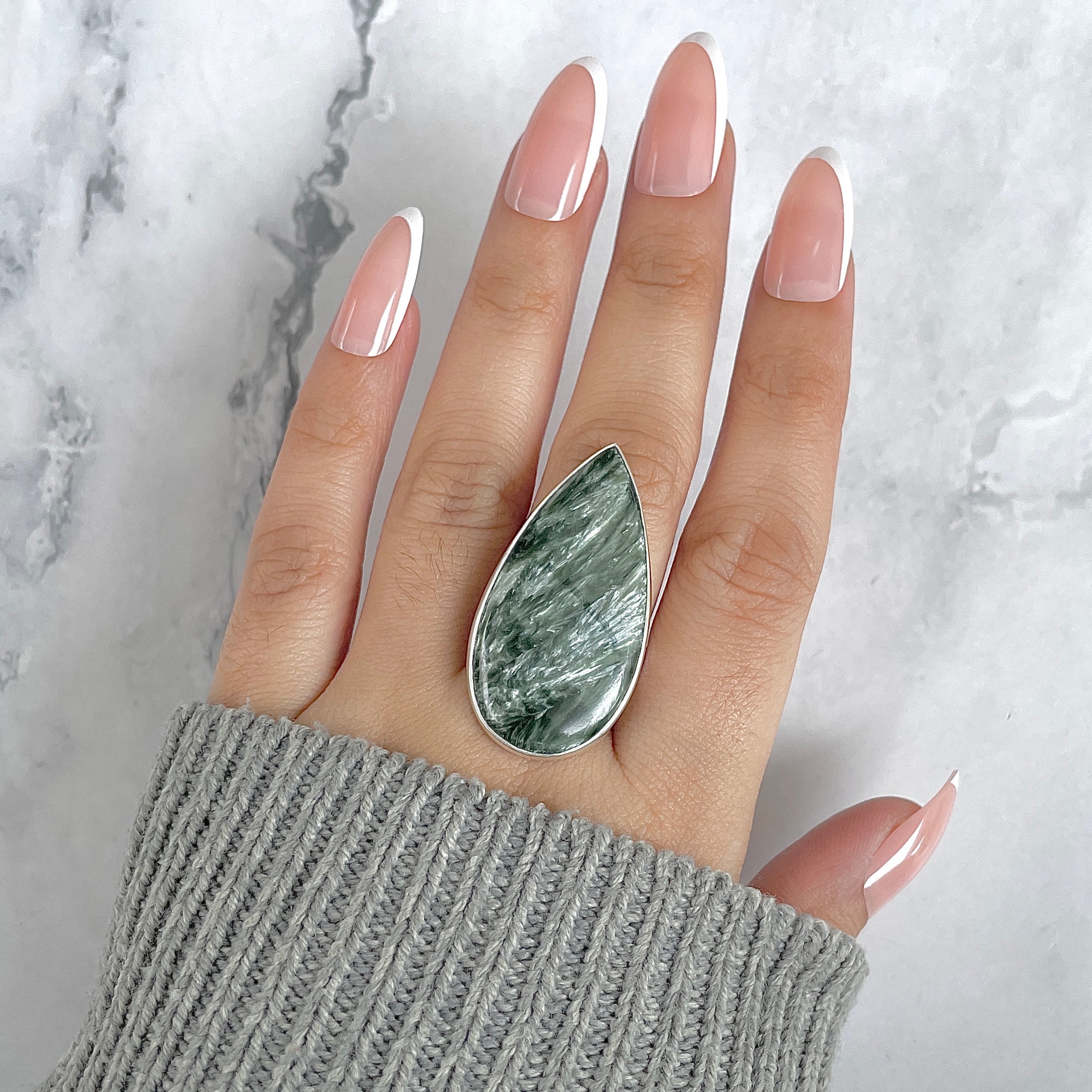 Seraphinite Adjustable Ring-(SER-R-77.)