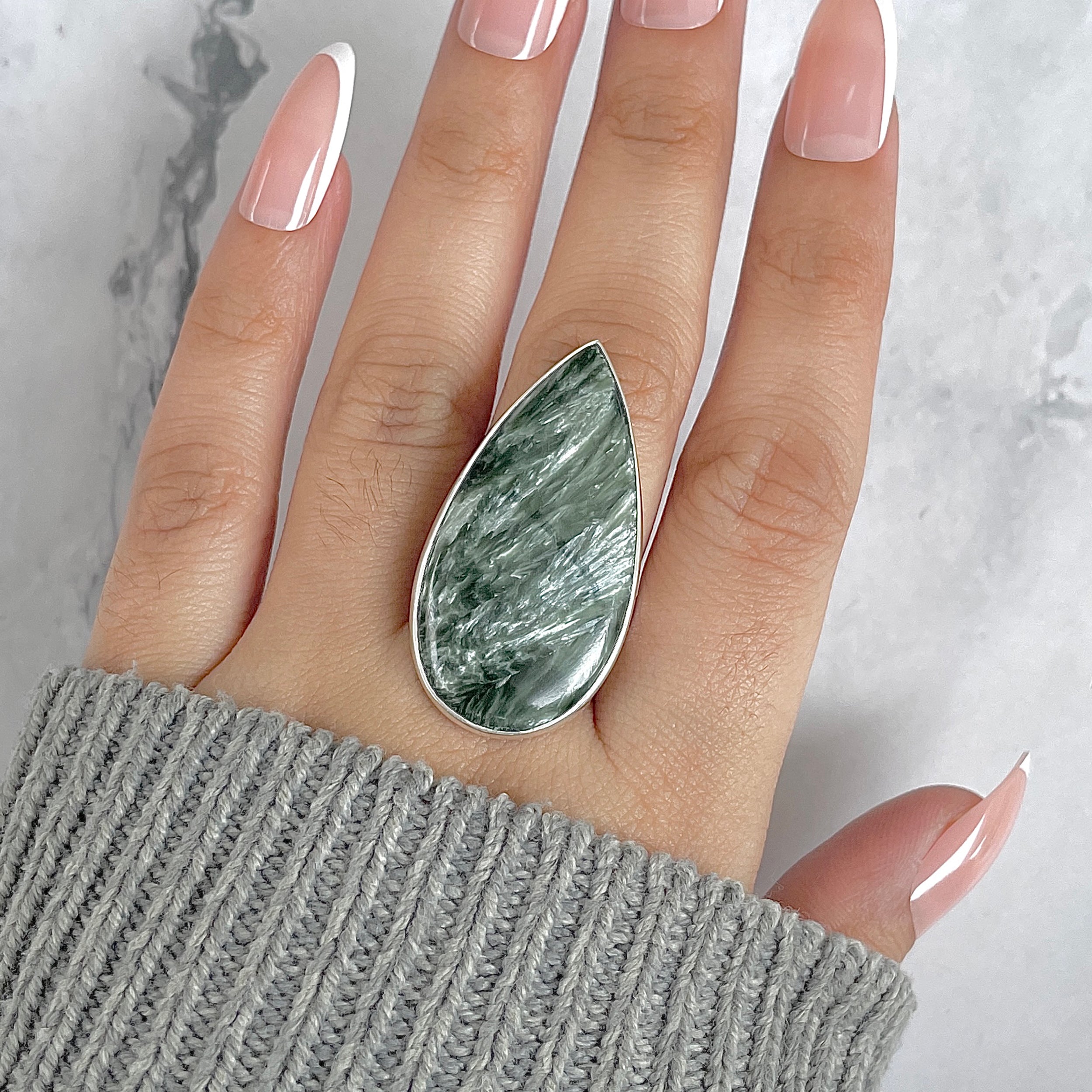 Seraphinite Adjustable Ring-(SER-R-77.)