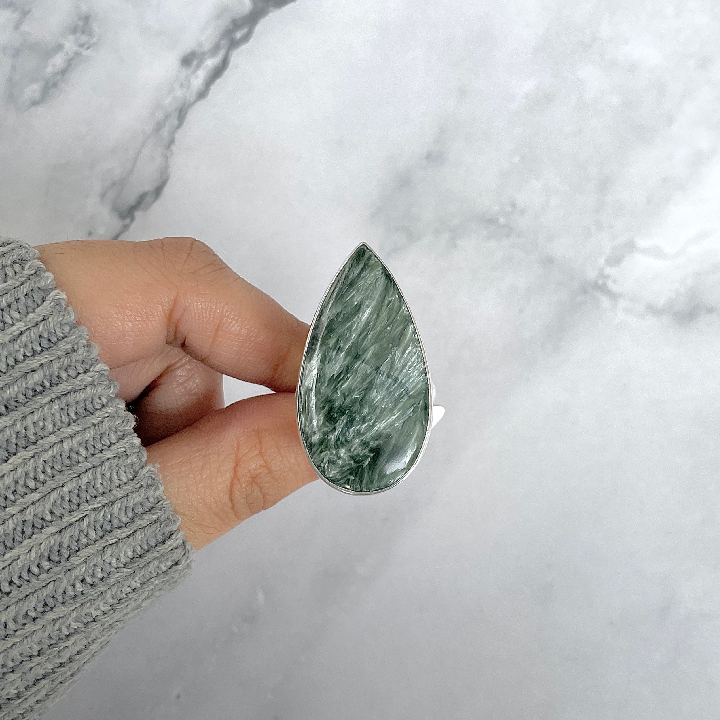 Seraphinite Adjustable Ring-(SER-R-77.)