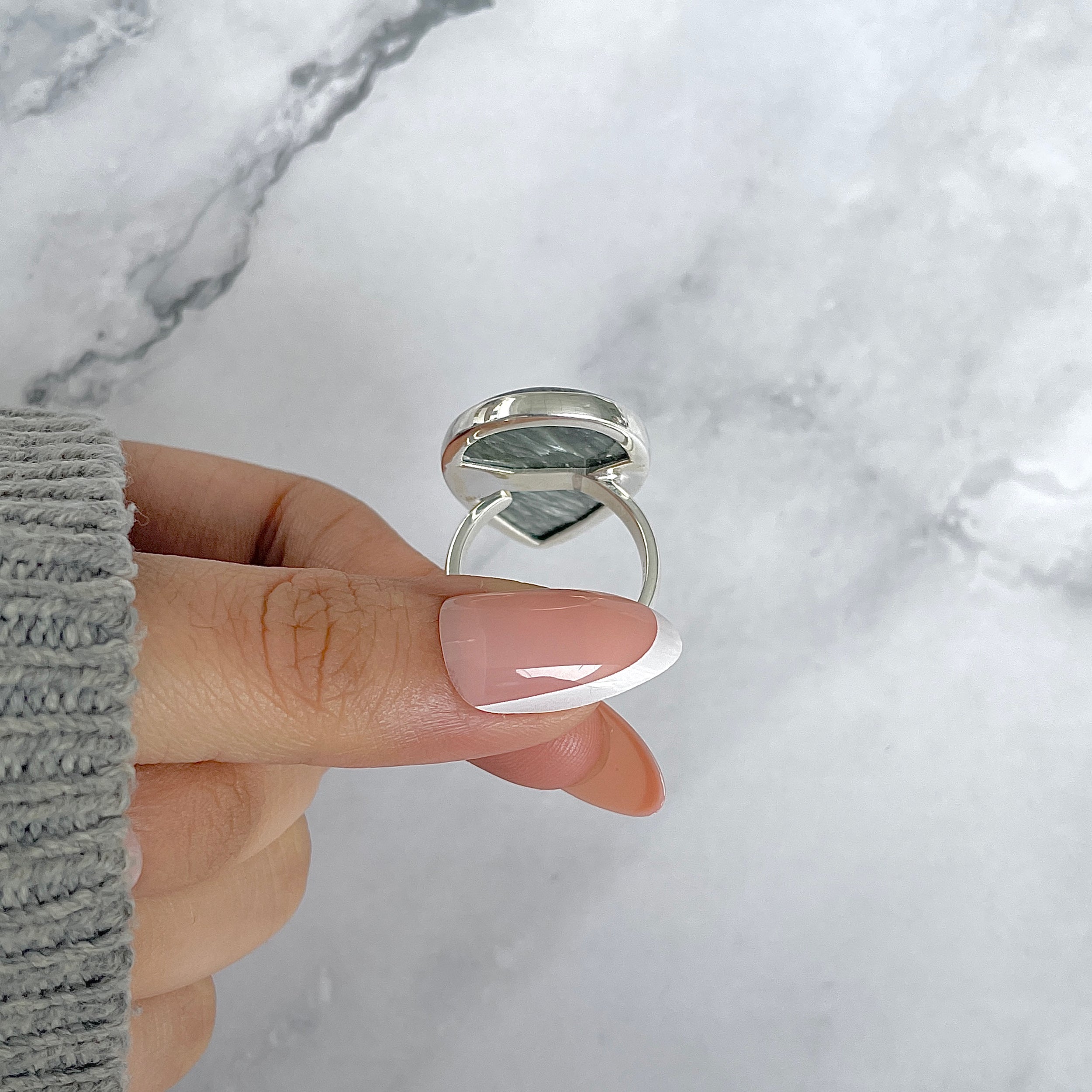 Seraphinite Adjustable Ring-(SER-R-77.)