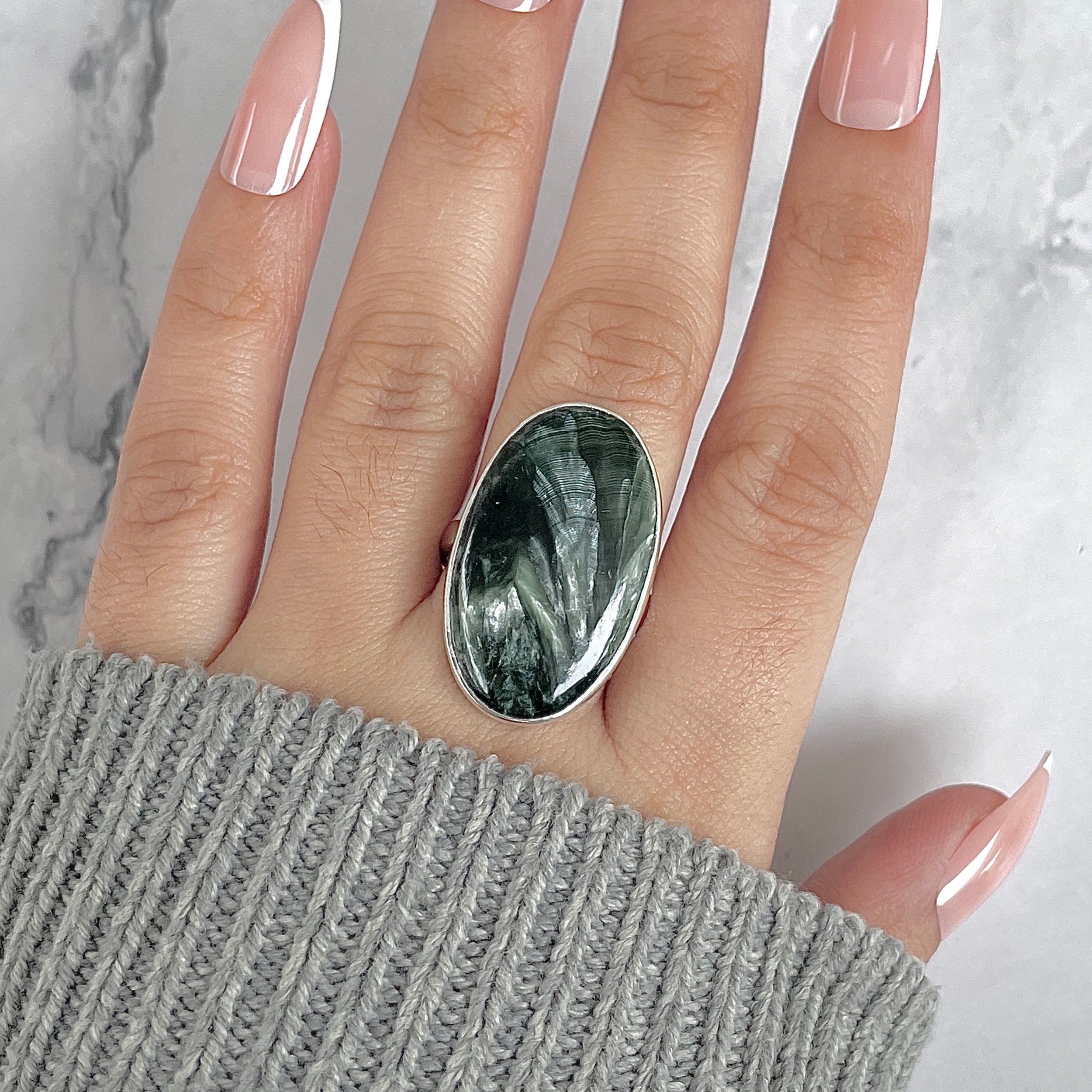 Seraphinite Adjustable Ring-(SER-R-78.)