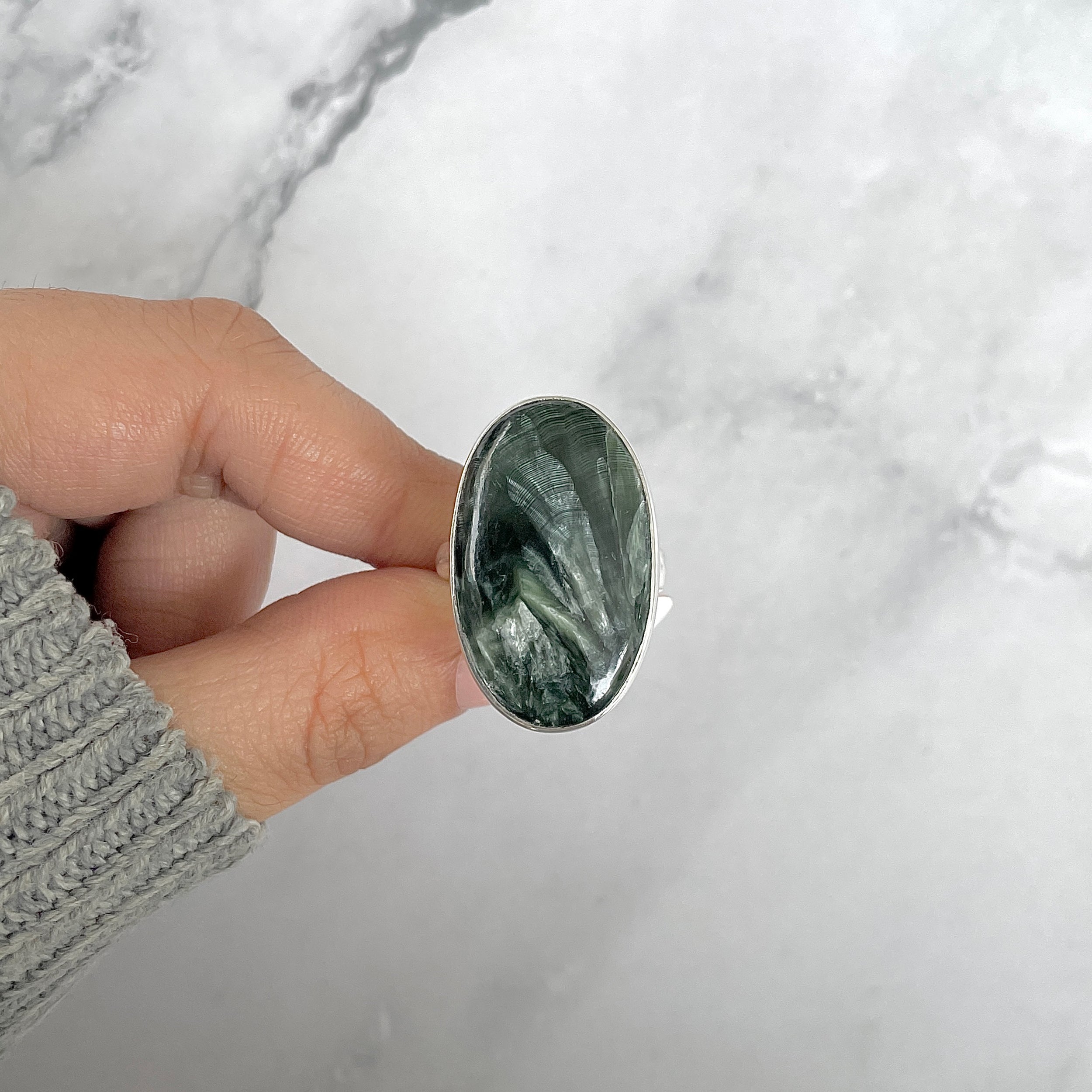 Seraphinite Adjustable Ring-(SER-R-78.)