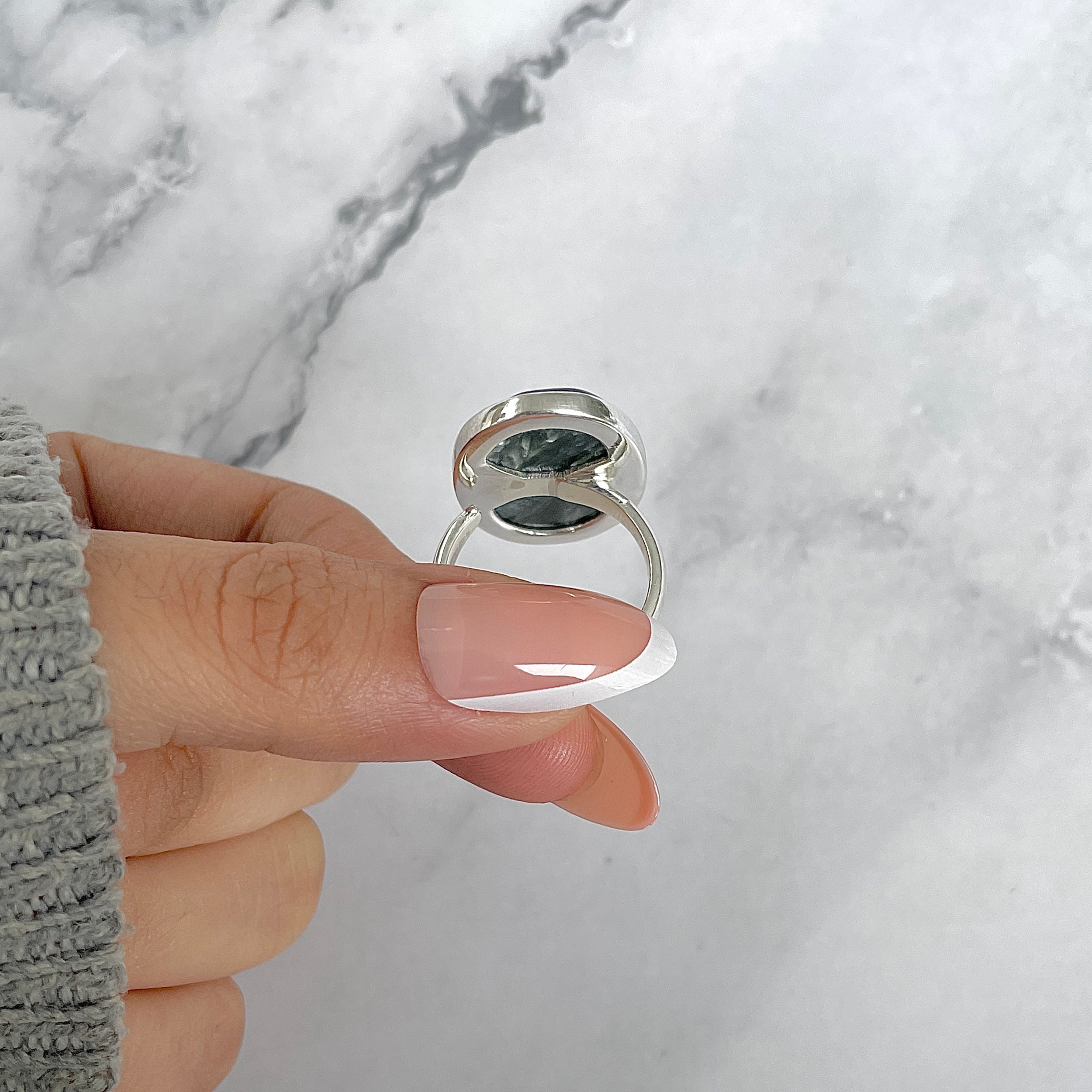 Seraphinite Adjustable Ring-(SER-R-78.)