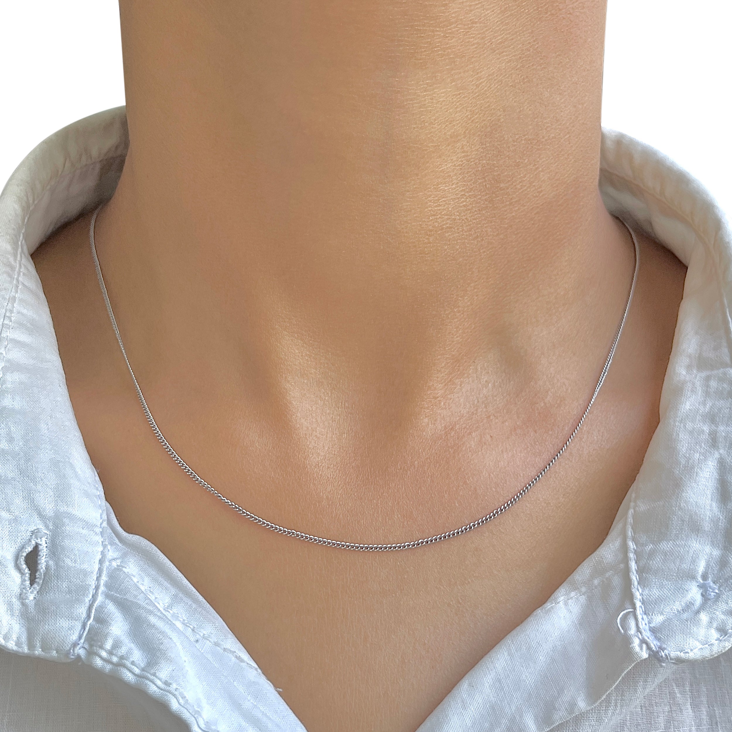 Curb Silver Chain-(SN-CD-35.)