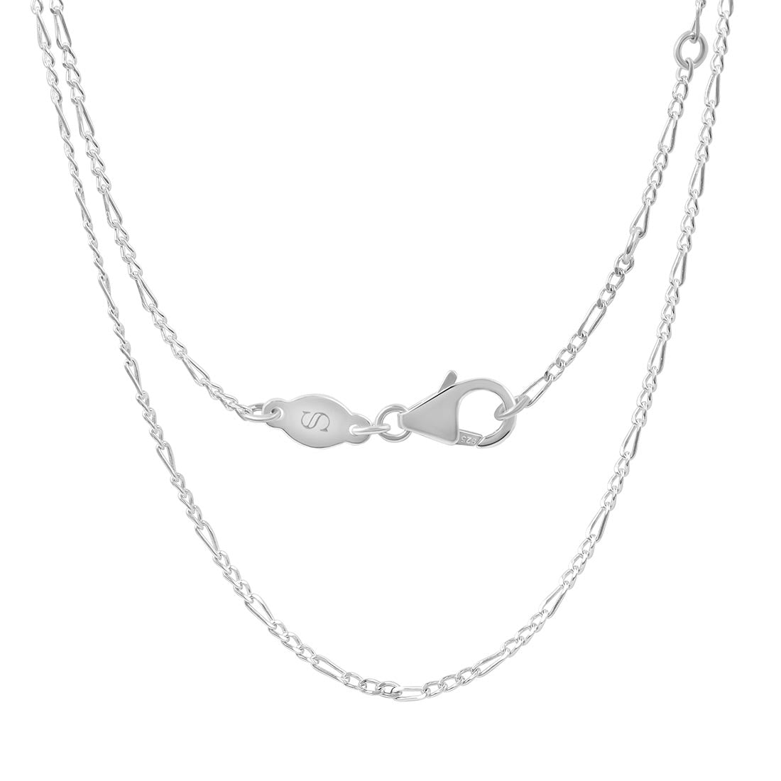 Figaro Silver Chain-(SN-FG-50-1+3)