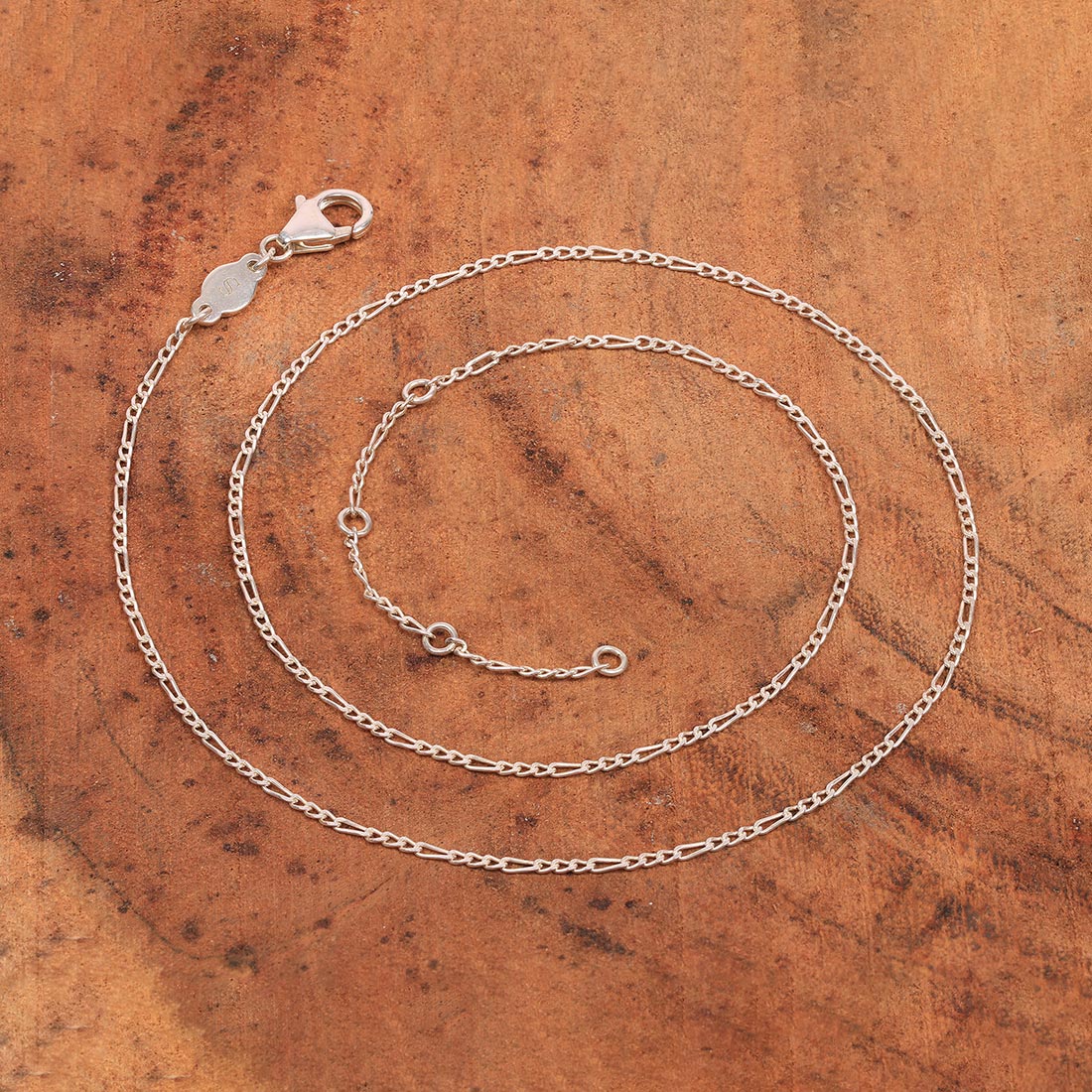 Figaro Silver Chain-(SN-FG-50-1+3)