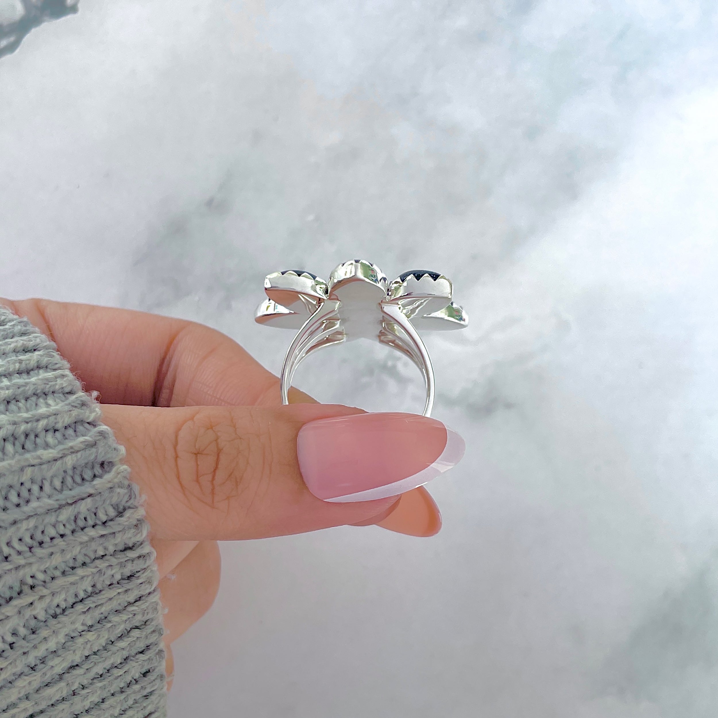 Sunstone (Orange) Flower Ring Size 10-(SNT-FLR-5.)