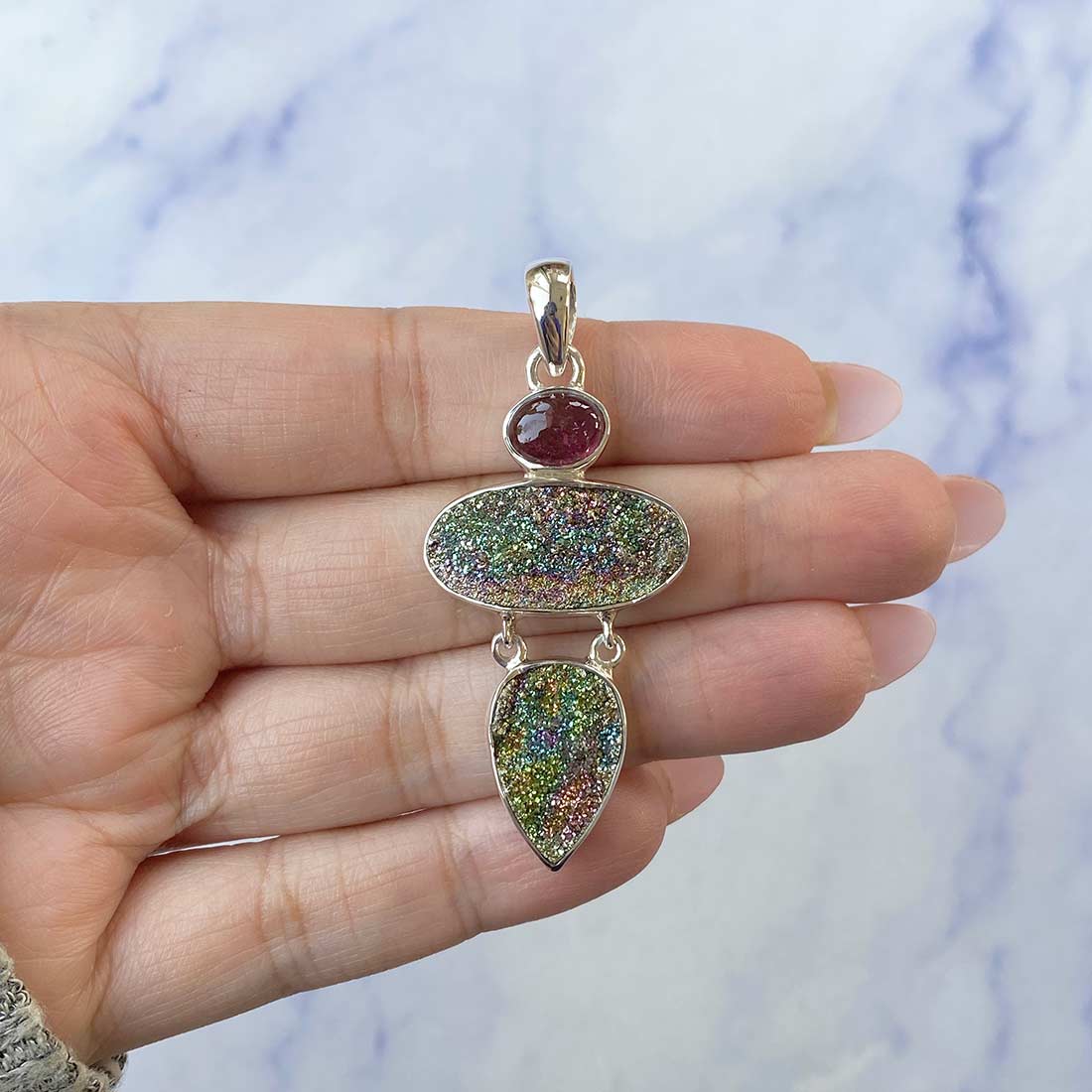 Spectropyrite Druzy Pendant-(SPD-P-22.)