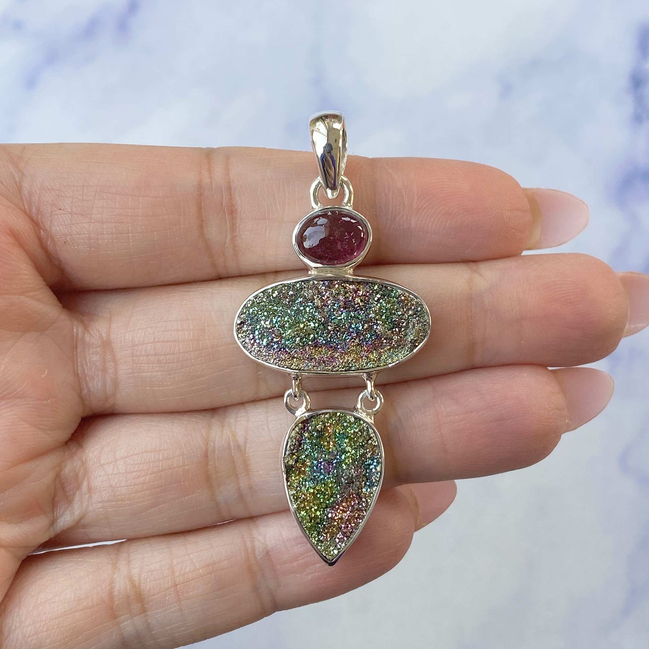 Spectropyrite Druzy Pendant-(SPD-P-22.)