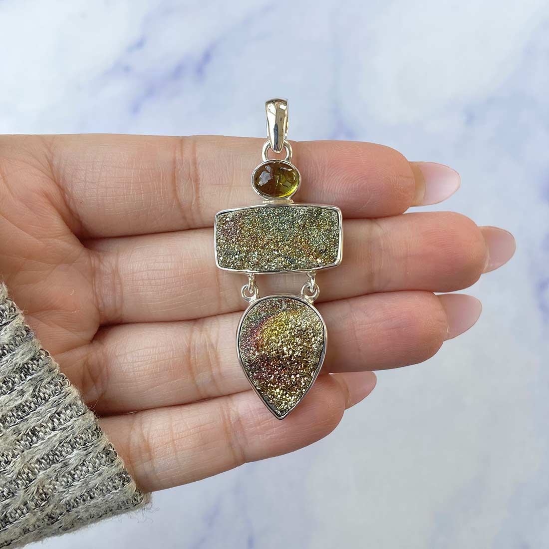 Spectropyrite Druzy Pendant-(SPD-P-23.)