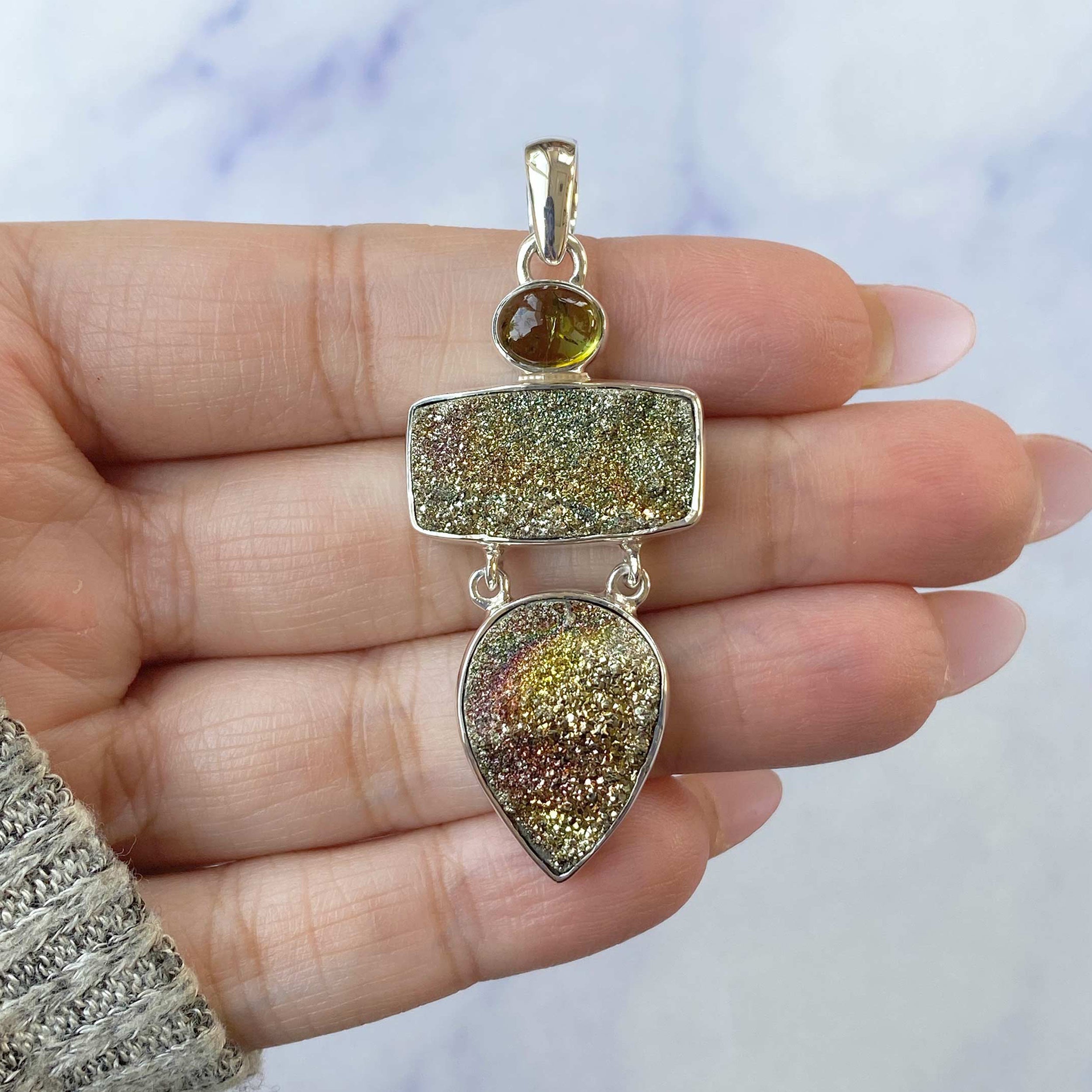 Spectropyrite Druzy Pendant-(SPD-P-23.)