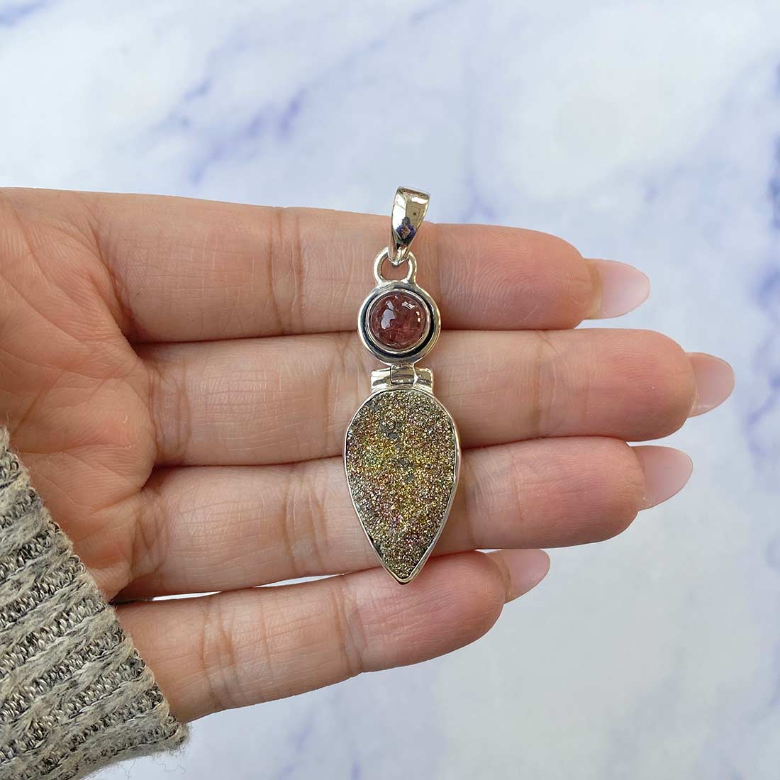 Spectropyrite Druzy Pendant-(SPD-P-24.)