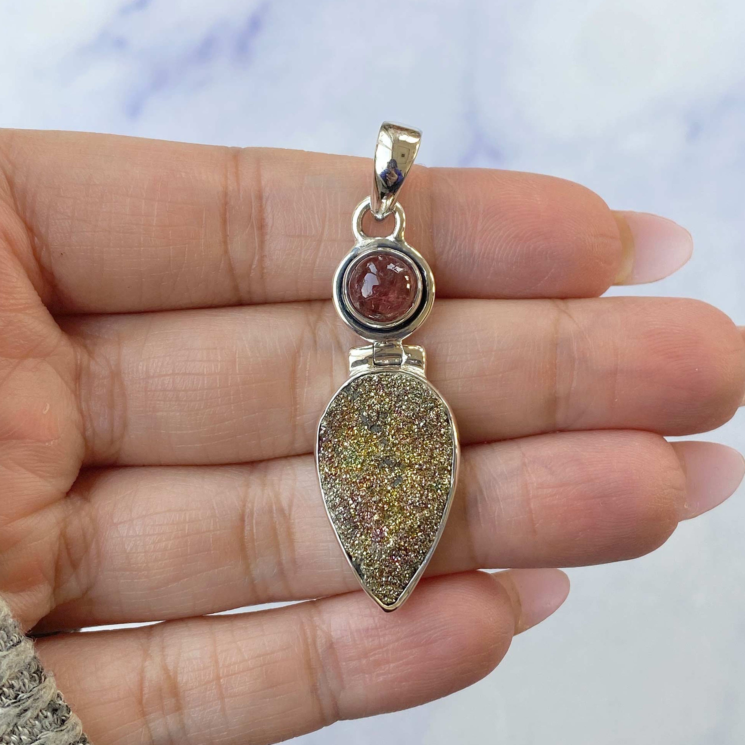Spectropyrite Druzy Pendant-(SPD-P-24.)