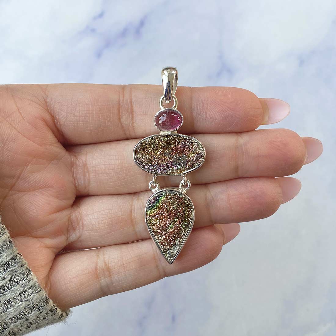 Spectropyrite Druzy Pendant-(SPD-P-25.)