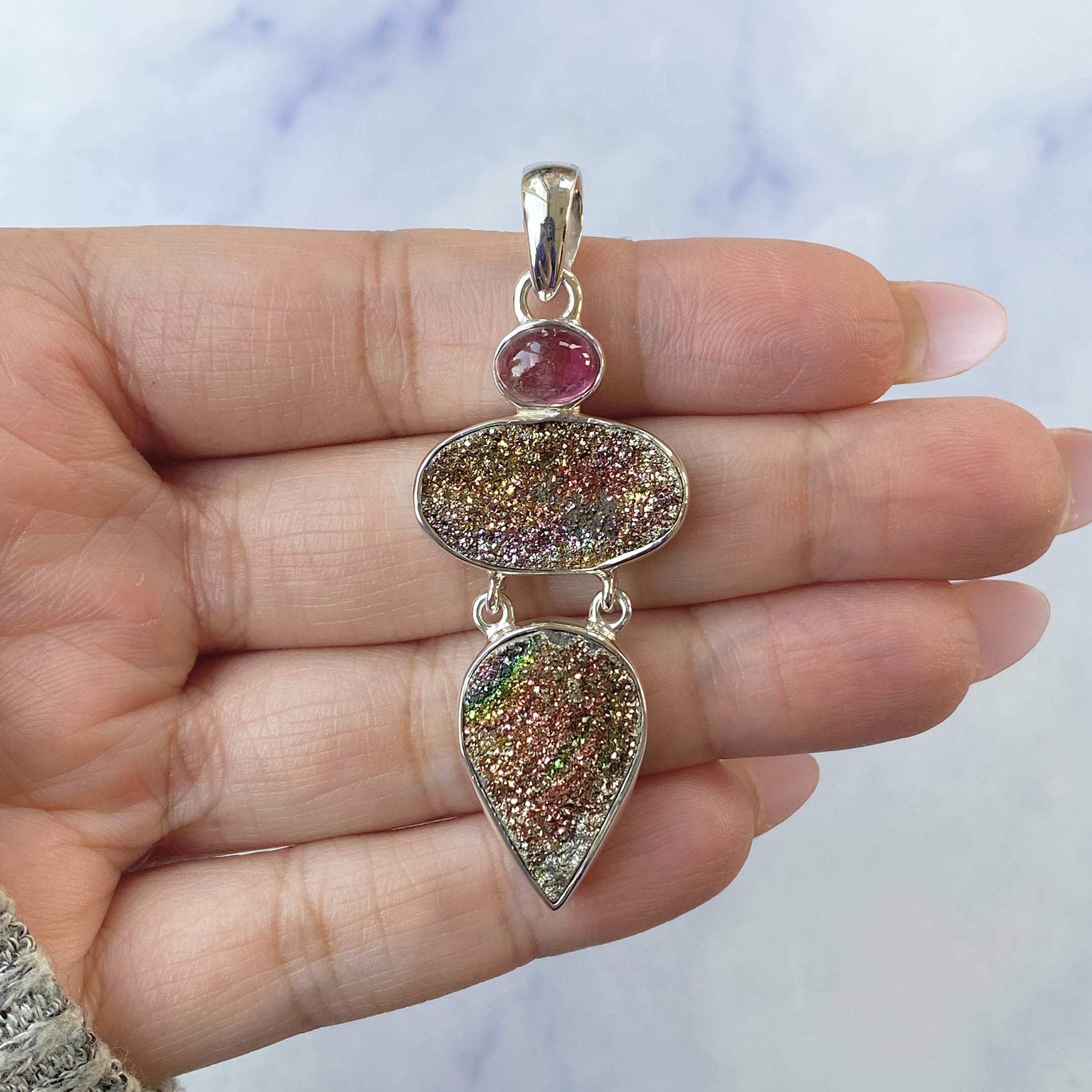 Spectropyrite Druzy Pendant-(SPD-P-25.)