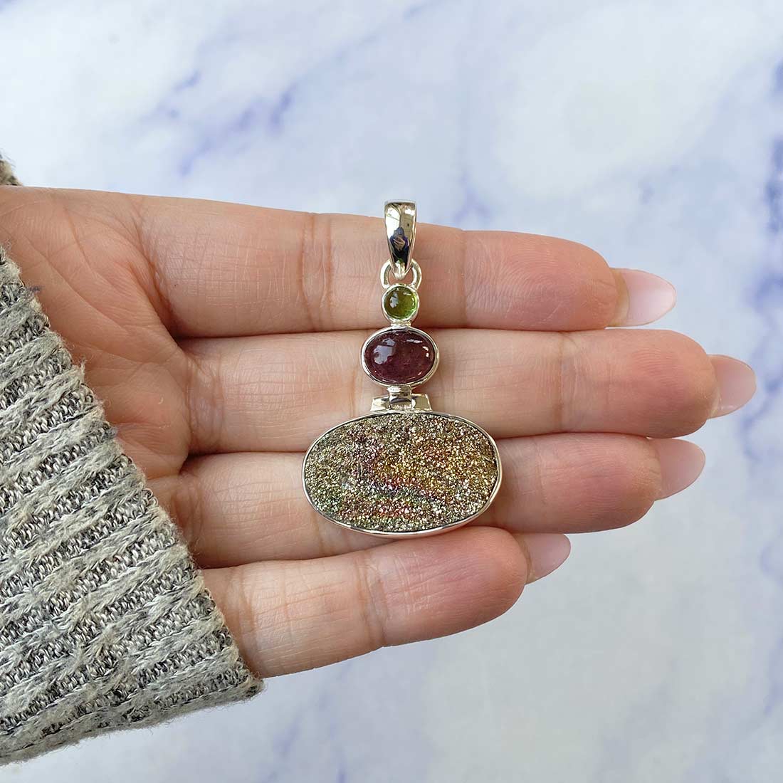 Spectropyrite Druzy Pendant-(SPD-P-26.)