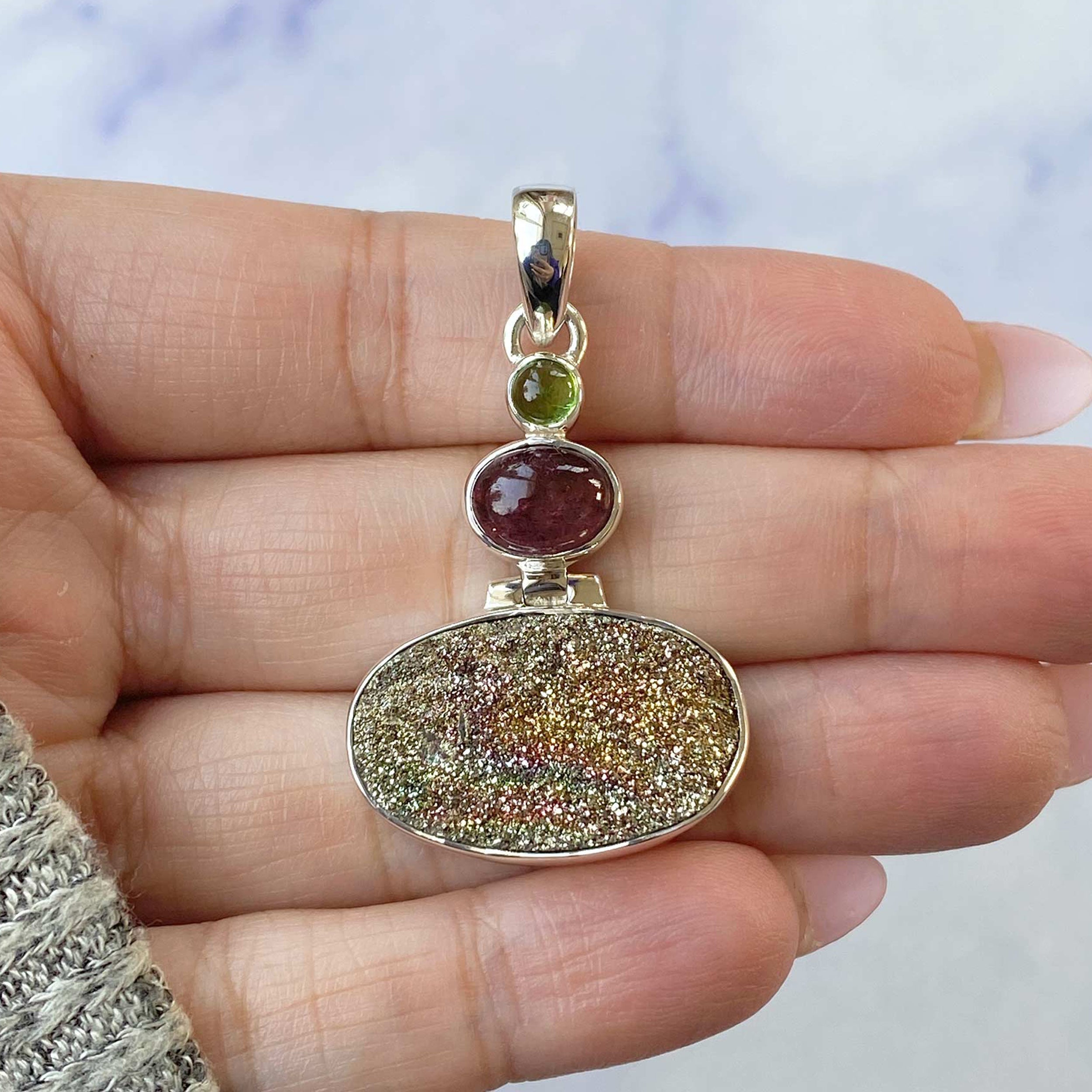 Spectropyrite Druzy Pendant-(SPD-P-26.)