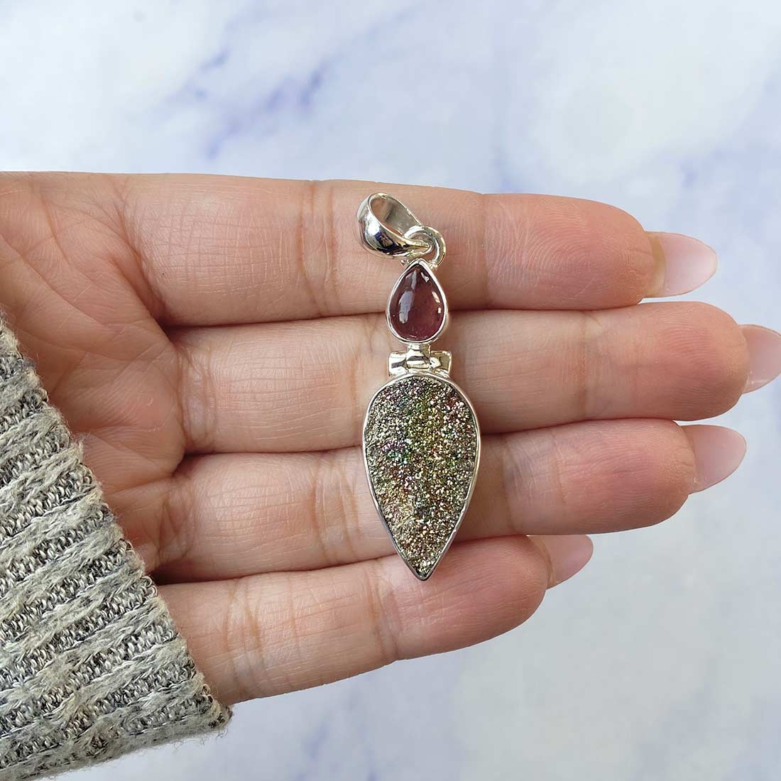 Spectropyrite Druzy Pendant-(SPD-P-27.)