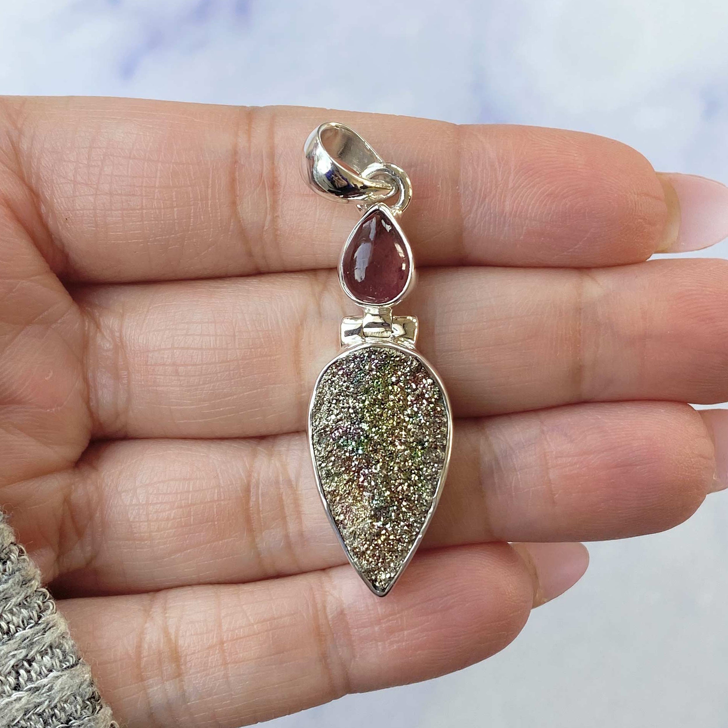 Spectropyrite Druzy Pendant-(SPD-P-27.)