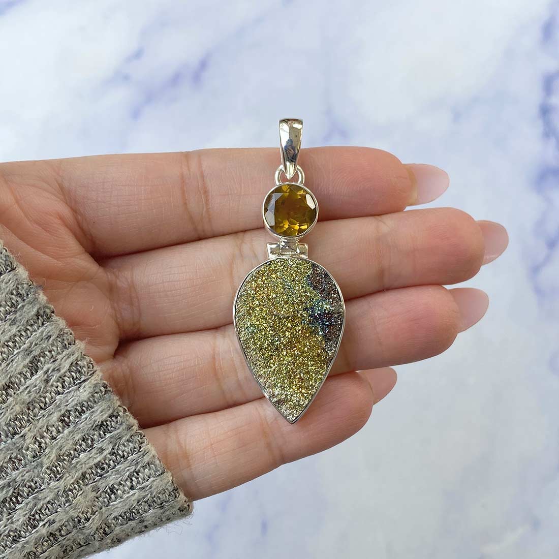 Spectropyrite Druzy Pendant-(SPD-P-28.)